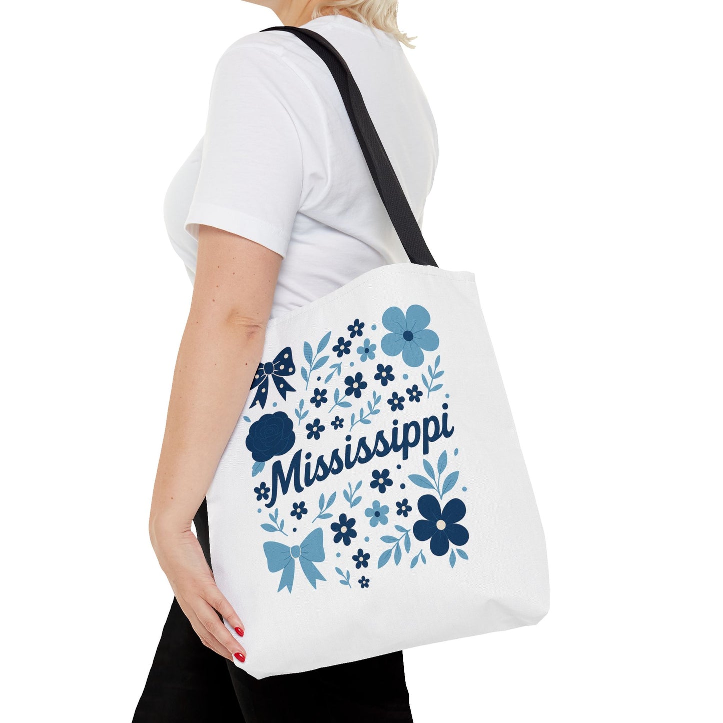 Floral Mississippi Tote Bag | Eco-Friendly Shopping Bag, Beach Tote, Gift for Her, Travel Companion, Custom Flower Design