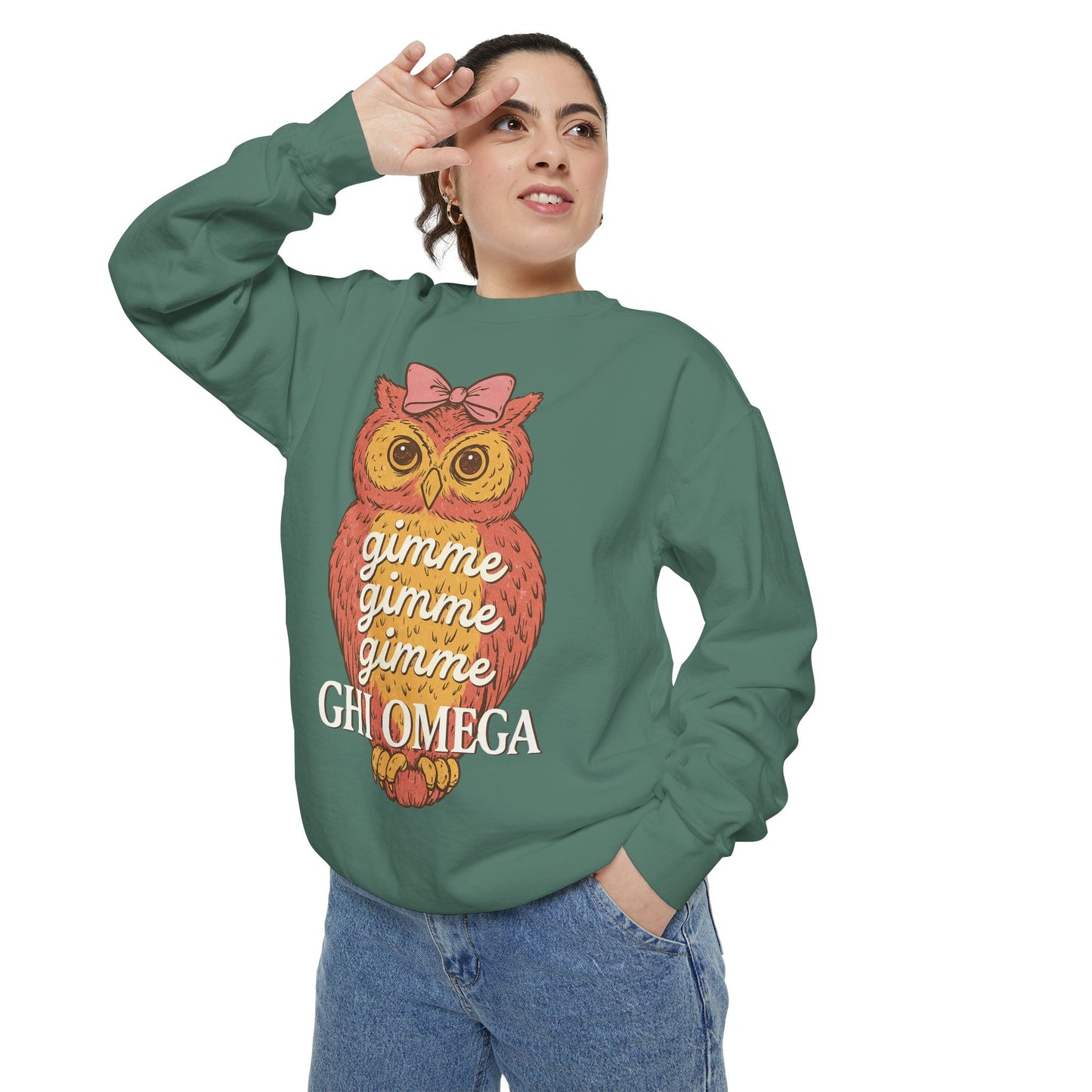 Gimme Gimme Owl Sweatshirt, Unisex Sweatshirt, Sorority Apparel, Cute Owl Design, Cozy Gift, College Sweatshirt