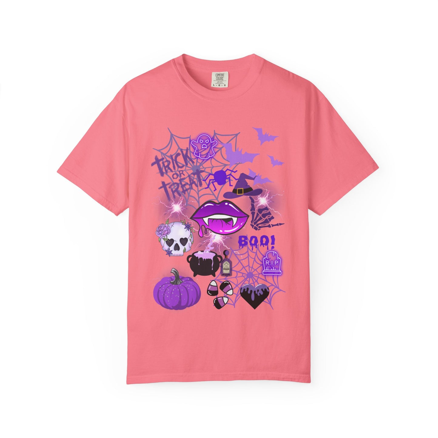 Spooky Purple Vibes Halloween Graphic T-Shirt, Fun Unisex Tee for Spooky Season, Trick or Treat, Boo! Shirt, Halloween Party Wear, Gift Idea