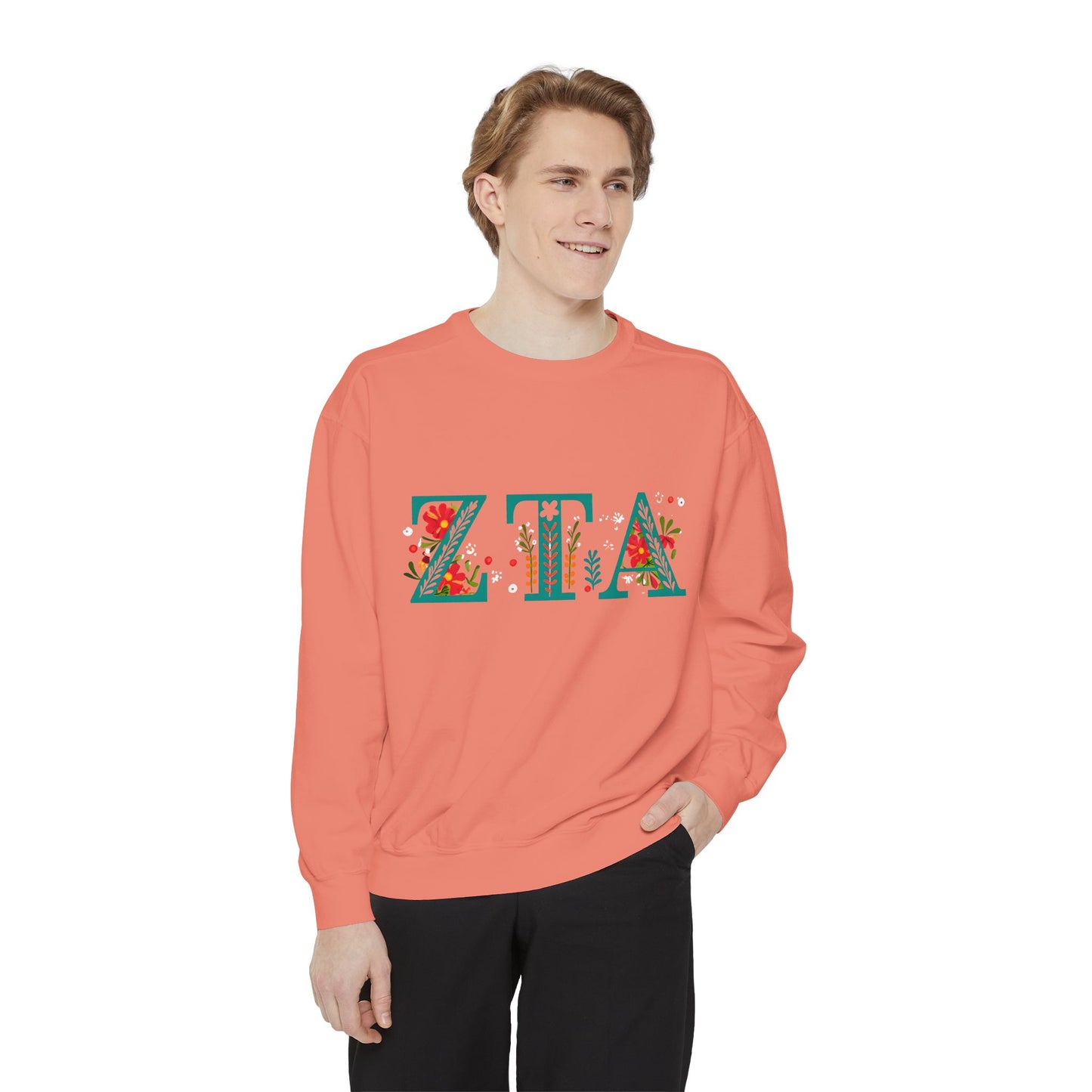 Floral ZTA Unisex Sweatshirt - Cozy Sweater for Sorority Sisters, Perfect Gift, Casual Wear, Spring Outfits, College Apparel