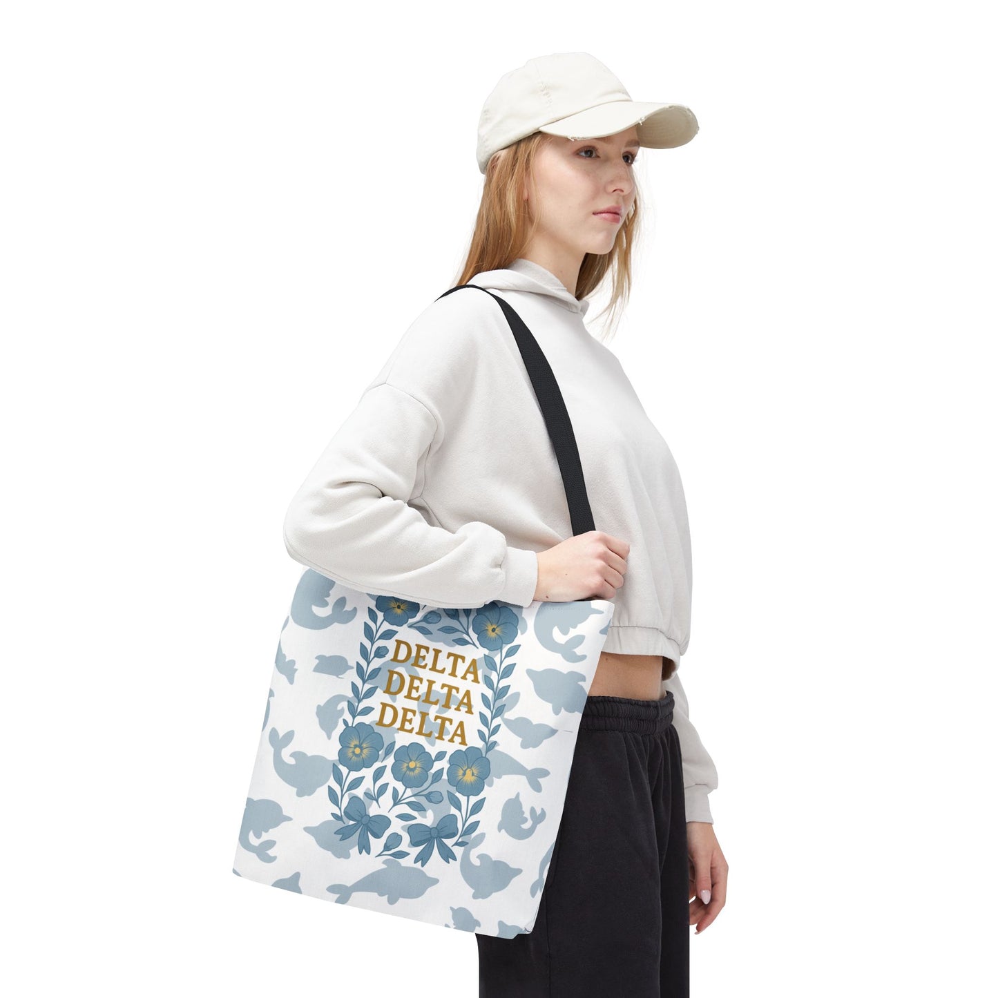 Delta Delta Delta Floral Tote Bag | Sorority Gift | Reusable Shopping Bag | Summer Accessory | Eco-Friendly Bag | Stylish Storage