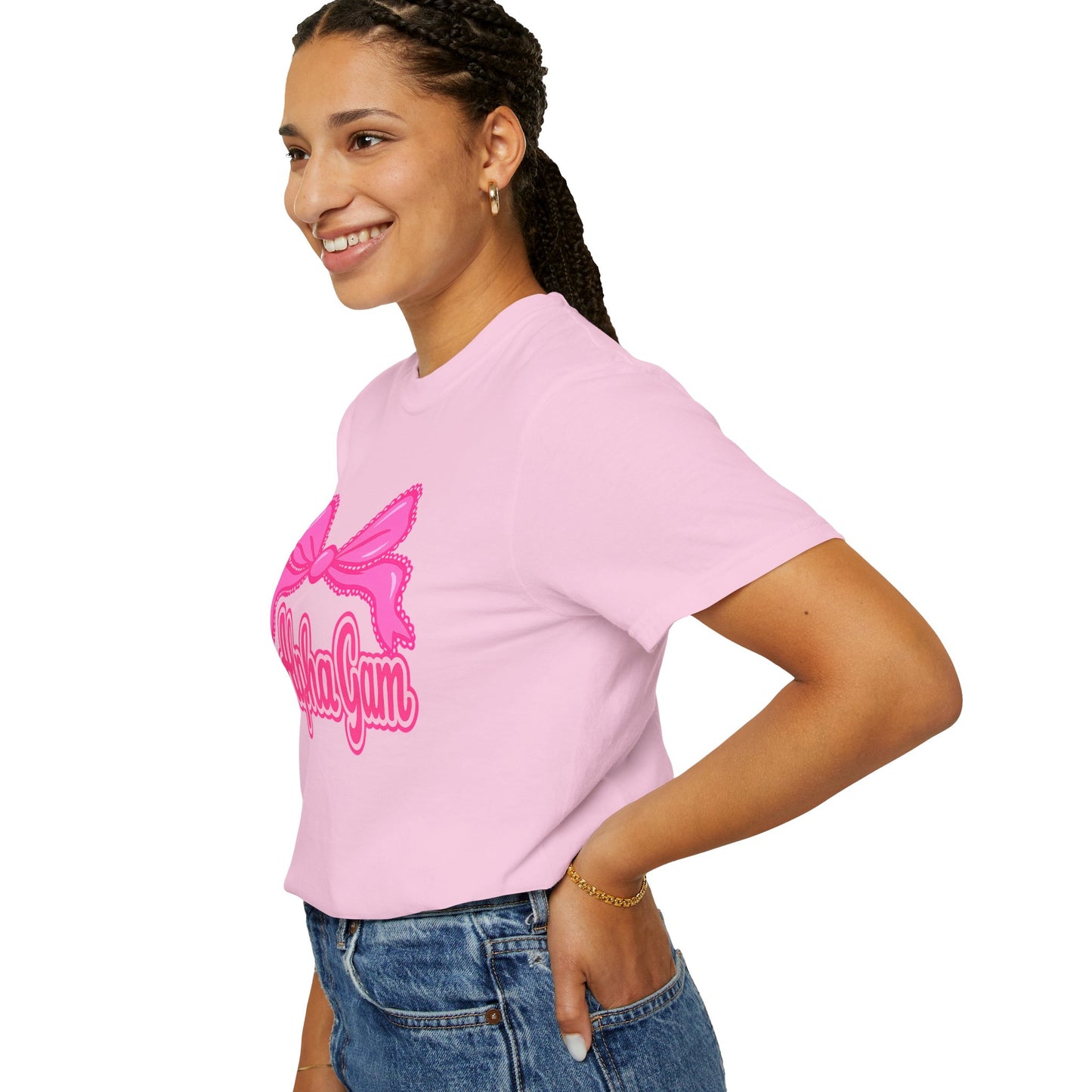 AlphaGam Bow T-Shirt | Unisex Garment-Dyed Tee for Sorority Sisters, College Apparel, Gifts for Greek Life, Casual Outfit, Sorority [...]