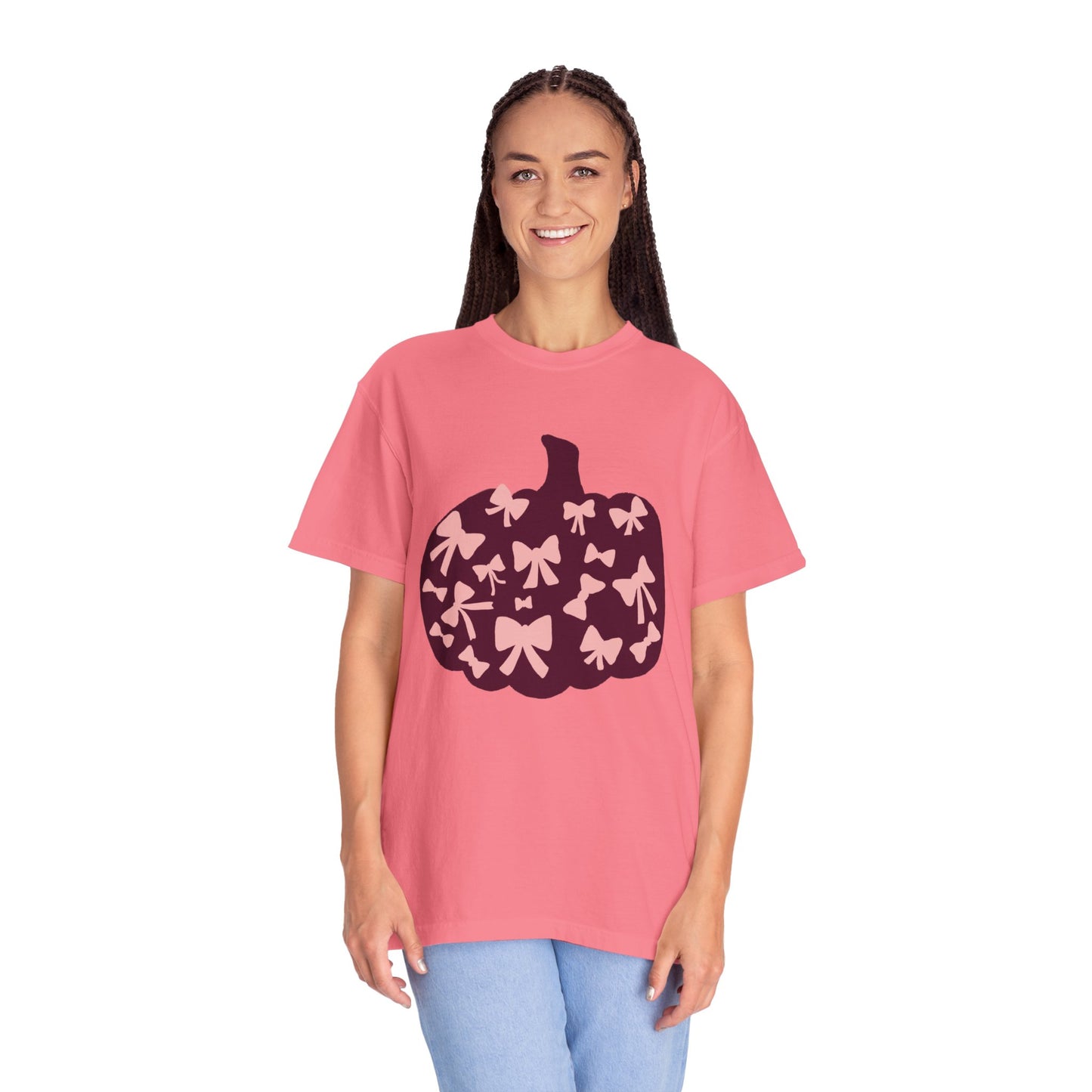Pumpkin Bow Graphic Tee | Unisex Fall T-Shirt, Halloween Top, Cute Autumn Shirt, Gift for Her, Festival Wear