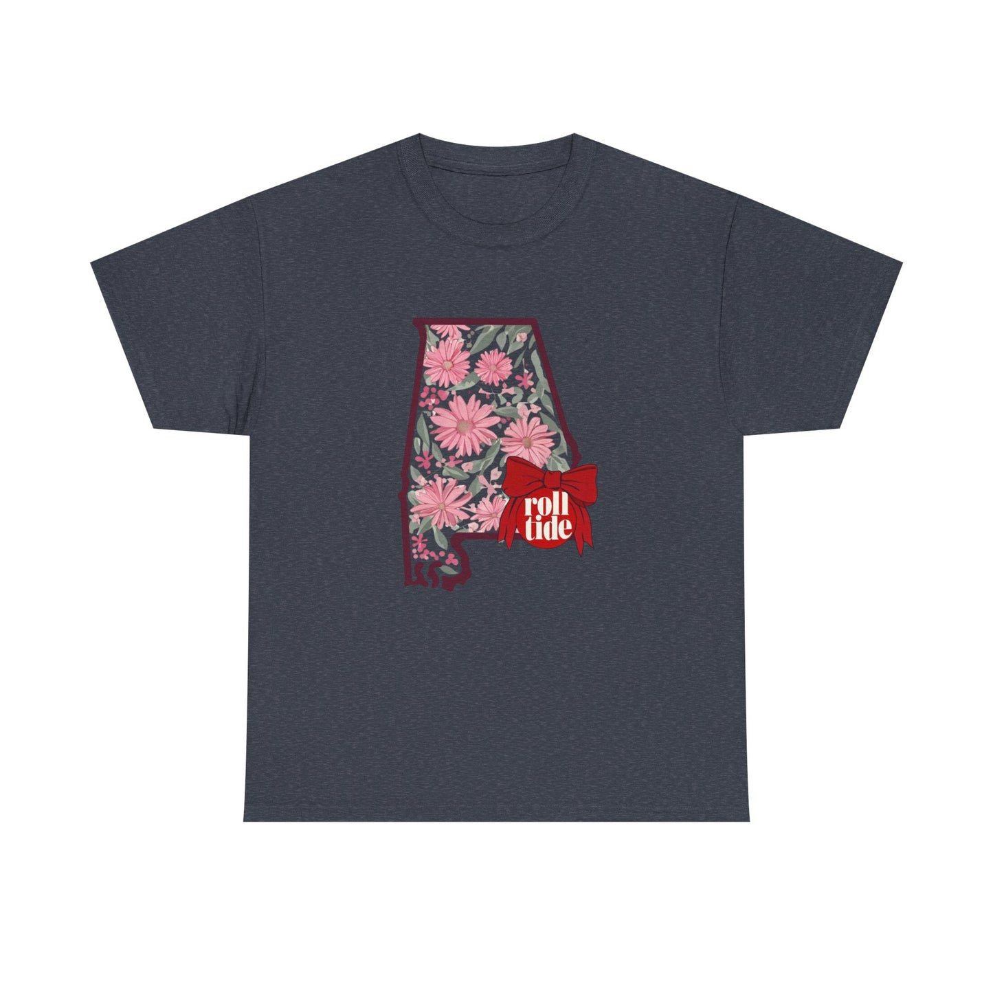 Floral Alabama Tee - Roll Tide Unisex Heavy Cotton T-Shirt, Casual Wear, Game Day Outfit, College Apparel, Southern Pride