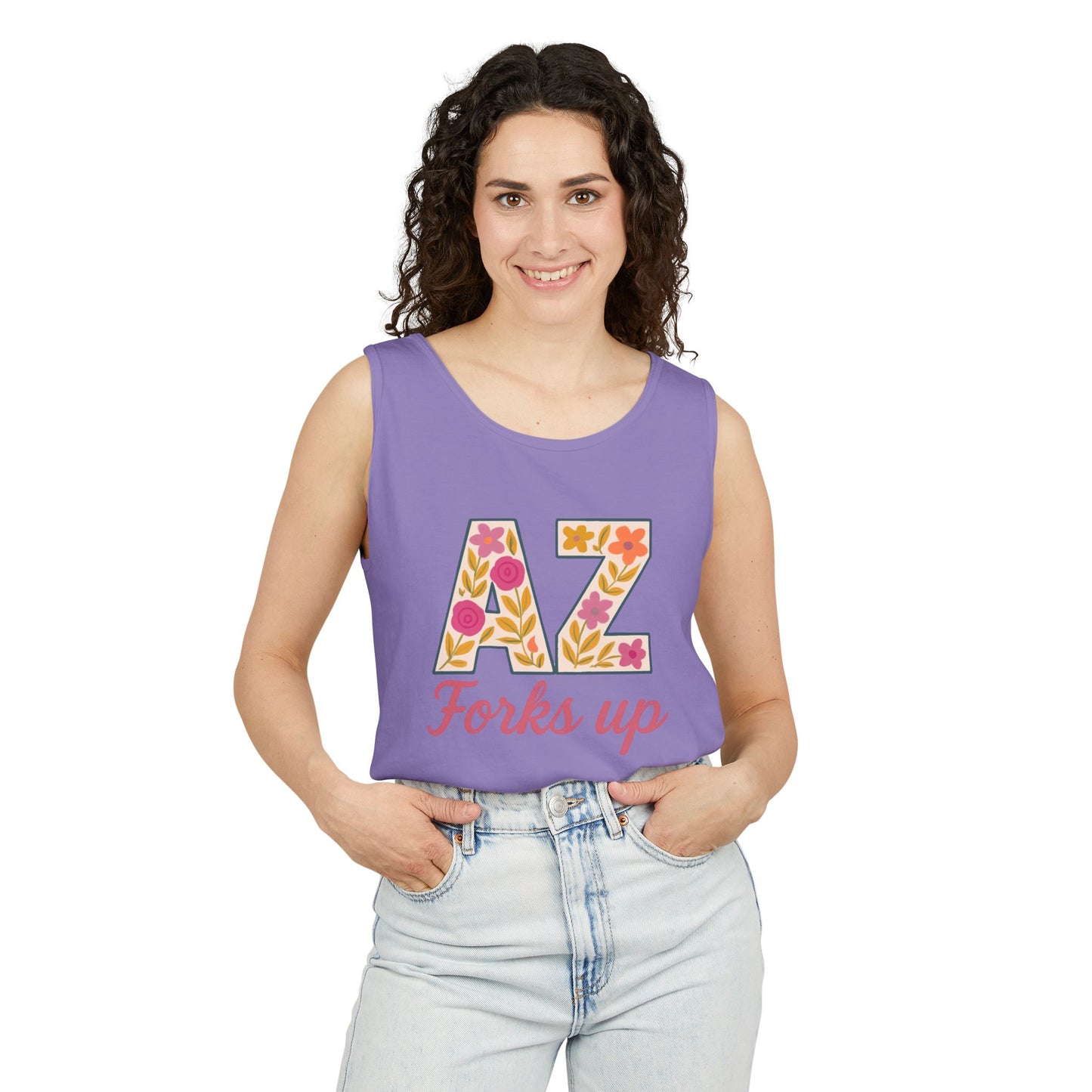 AZ Tank Top - AZ Forks Up Apparel, Summer Wear, Vacation Top, Travel Essentials, Gifts for Arizonans, Sun devils, comfort colors, graduation gift