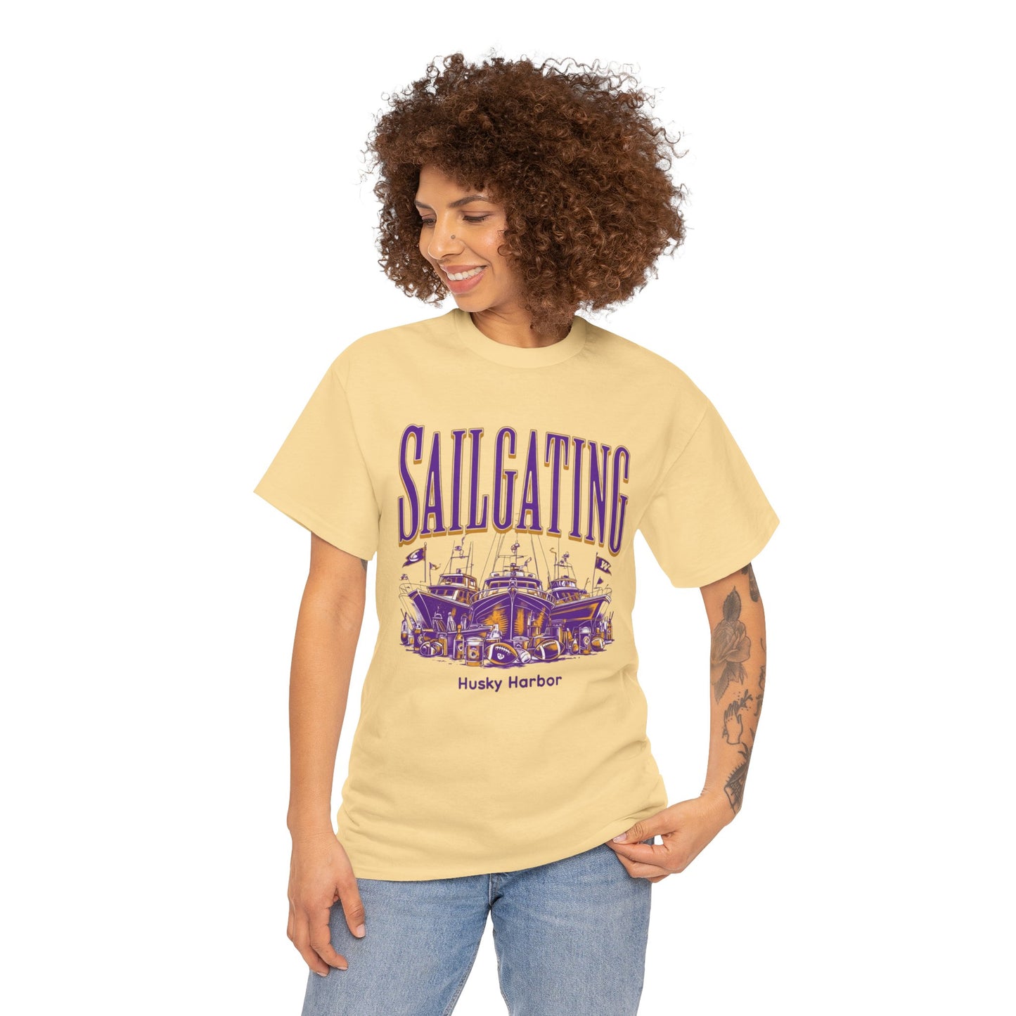 Sailgating Tee - Washington Huskies Unisex Heavy Cotton Shirt