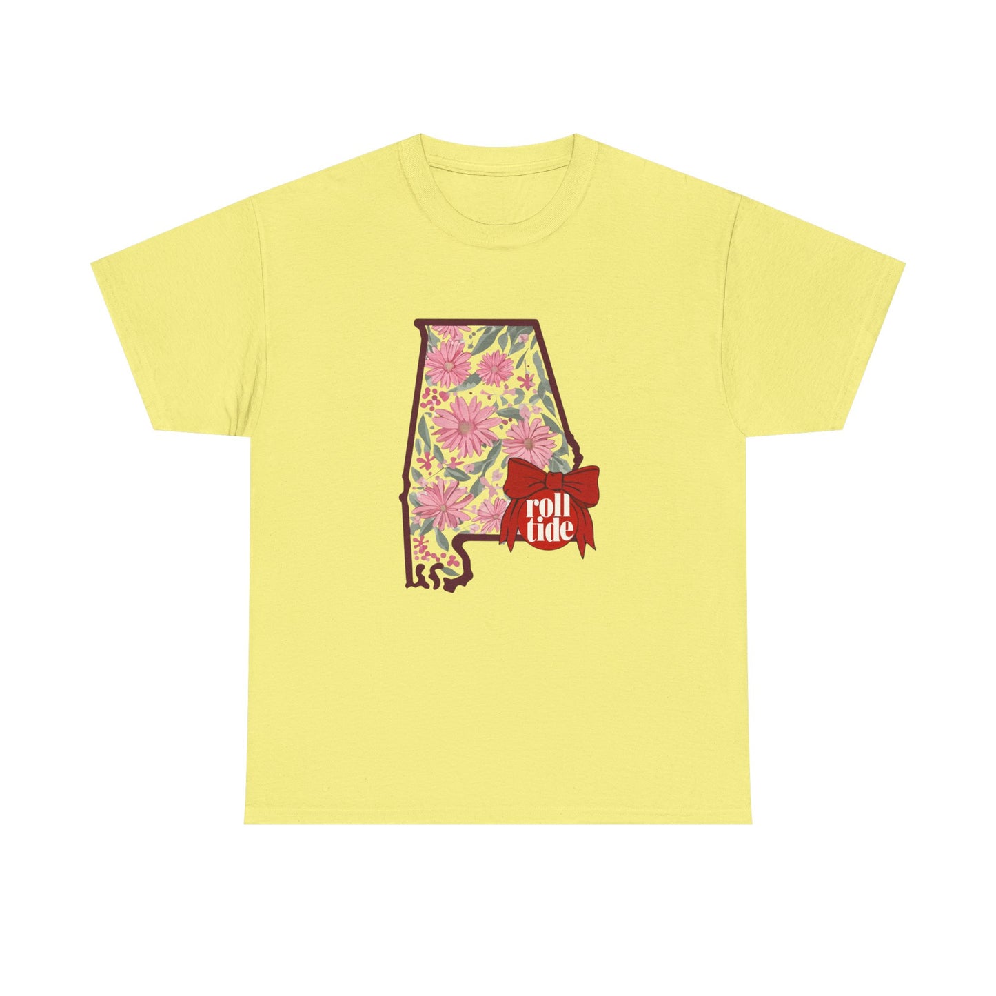 Floral Alabama Tee - Roll Tide Unisex Heavy Cotton T-Shirt, Casual Wear, Game Day Outfit, College Apparel, Southern Pride