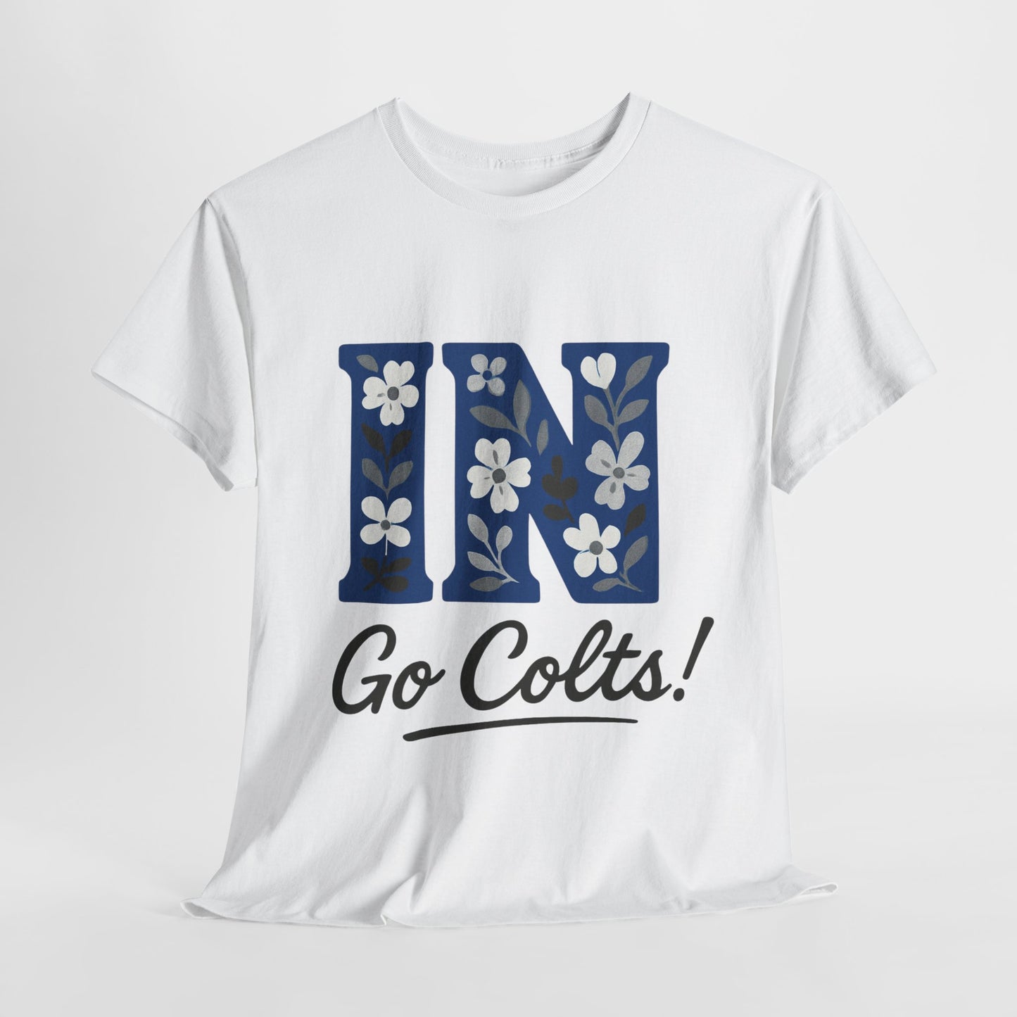 Floral Colts Tee | Unisex Heavy Cotton Tee for Sports Fans, Indiana Pride
