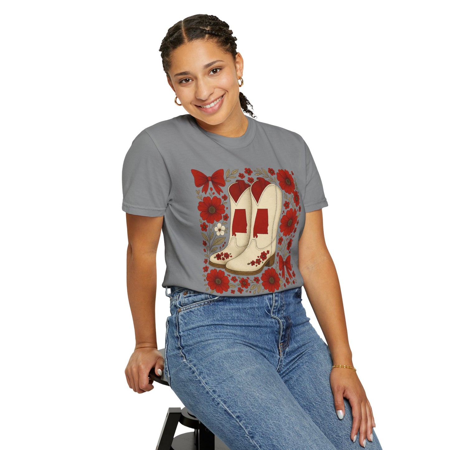 Vintage Cowboy Boots Floral Unisex T-shirt - Alabama Fan, Bama Game Day