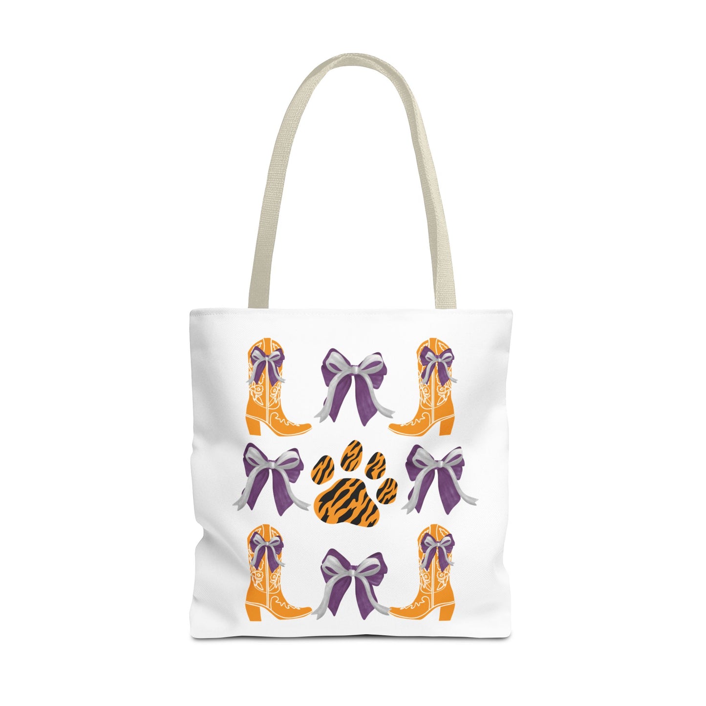 SC Clemson Coquette Bow Tiger Print Tote Bag, Go Tigers, SC Game Day, Clemson, SC, College Student Gift, Graduation Gift, SC Tigers Fan, Clemson Alumni