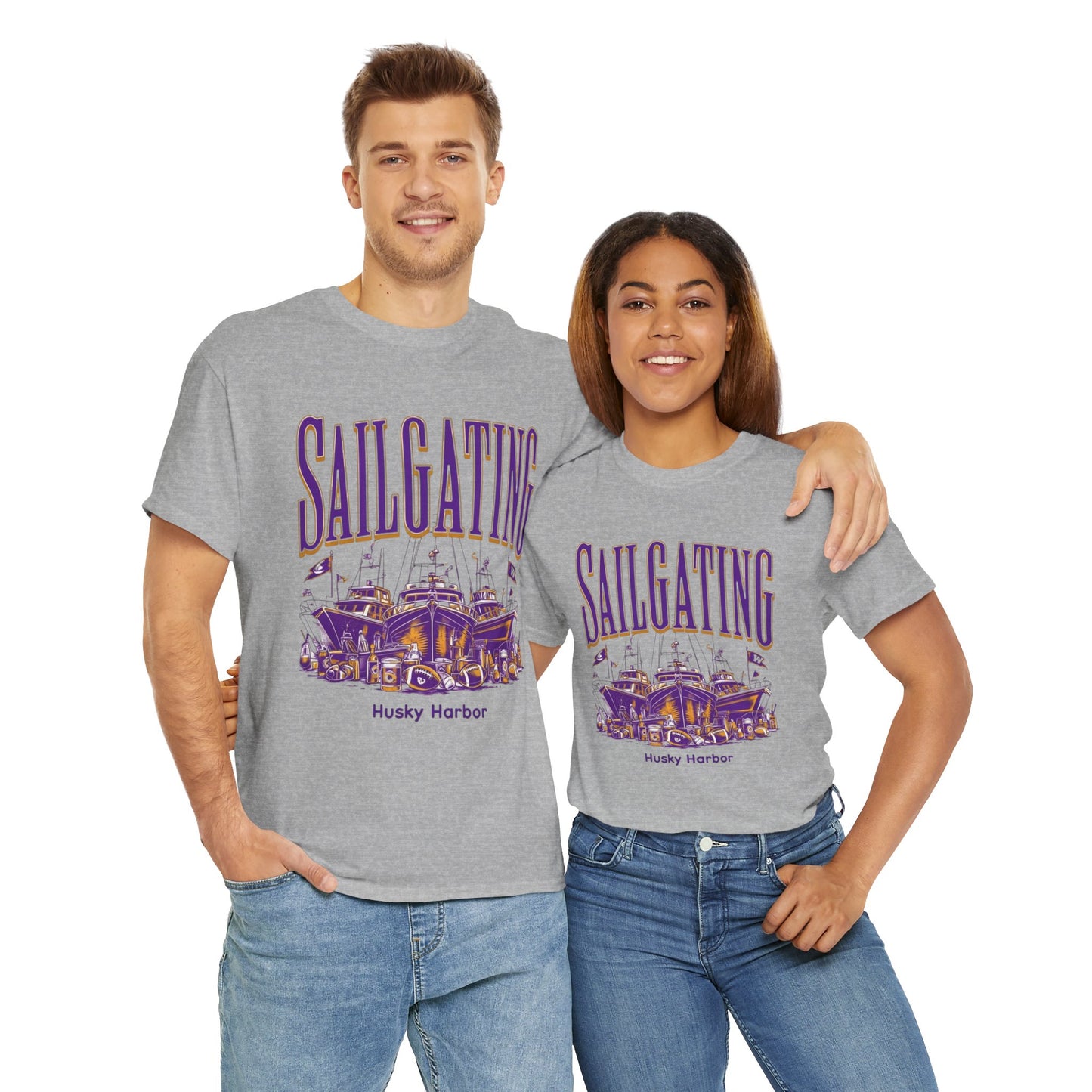 Sailgating Tee - Washington Huskies Unisex Heavy Cotton Shirt