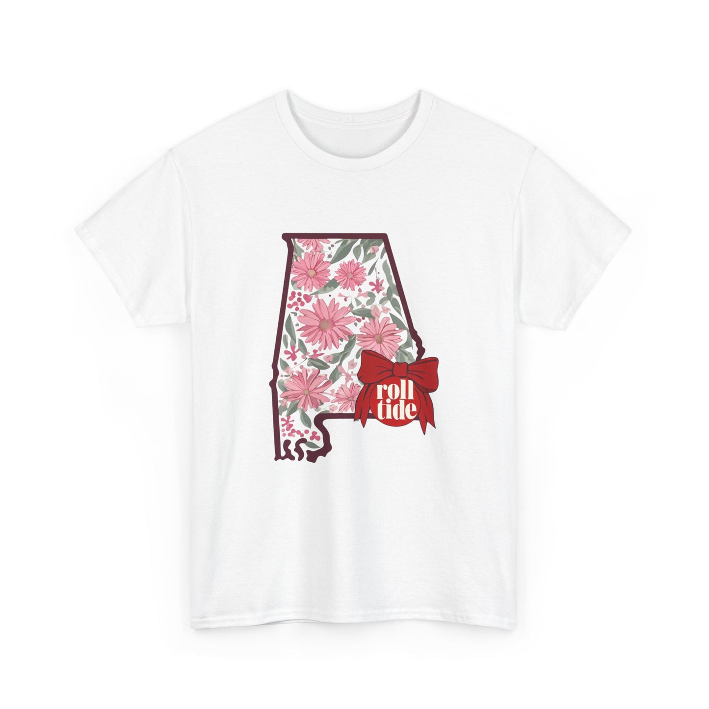 Floral Alabama Tee - Roll Tide Unisex Heavy Cotton T-Shirt, Casual Wear, Game Day Outfit, College Apparel, Southern Pride