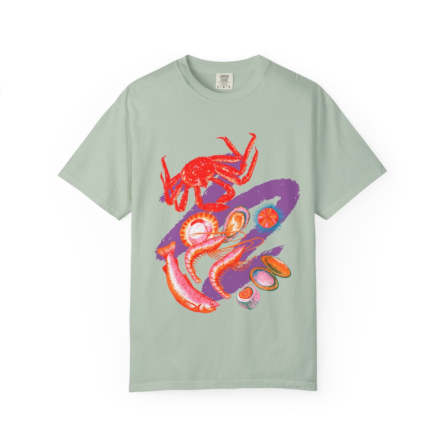 Comfort Colors Vibrant Seafood T-Shirt, French Coastal Tee, Distressed Shirt, Oversized Coquette Aesthetic, Nautical Style