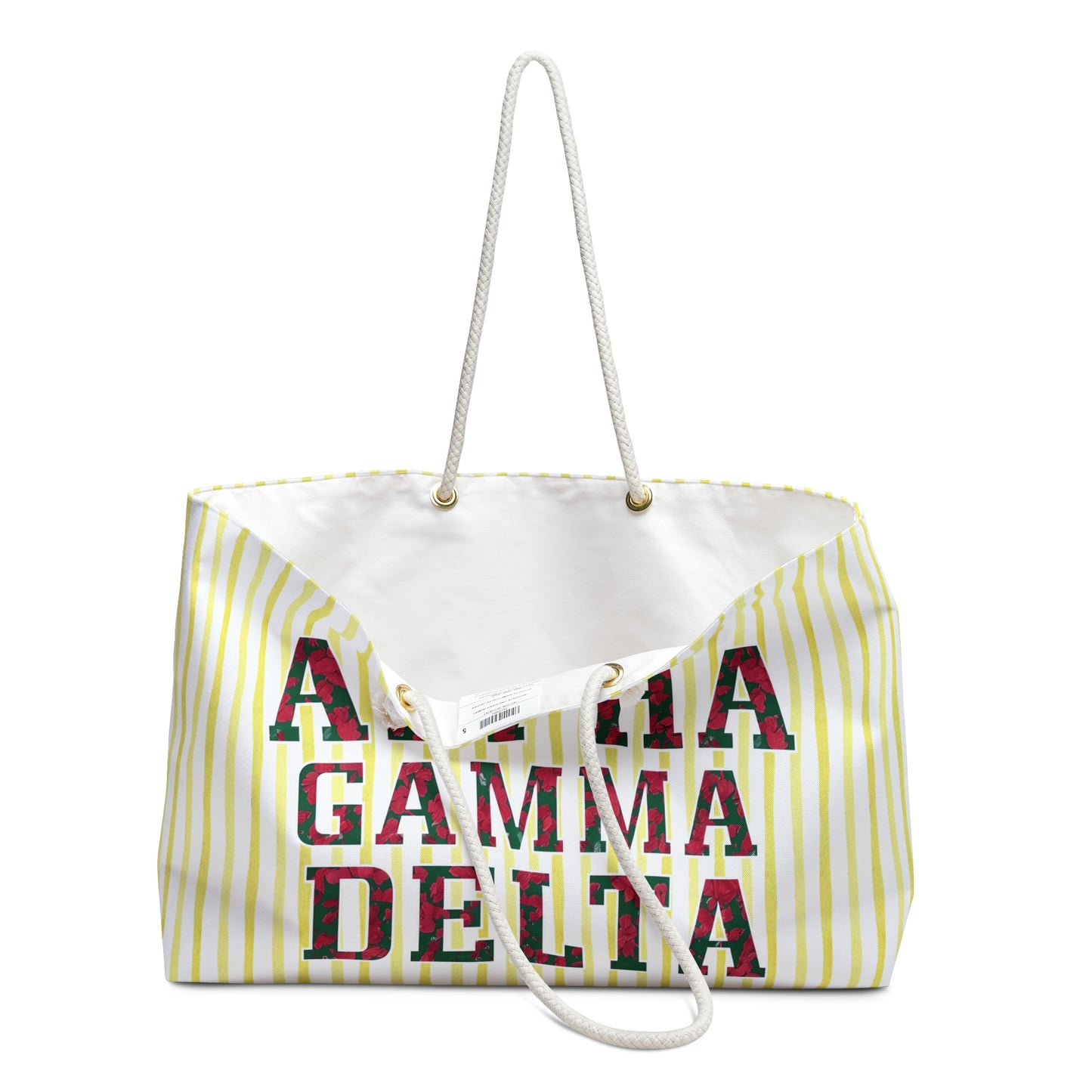 Cheerful Alpha Gamma Delta Weekender Bag, College Travel Tote, Sorority Gift, Stylish Luggage, Summer Beach Bag, Holiday Getaway