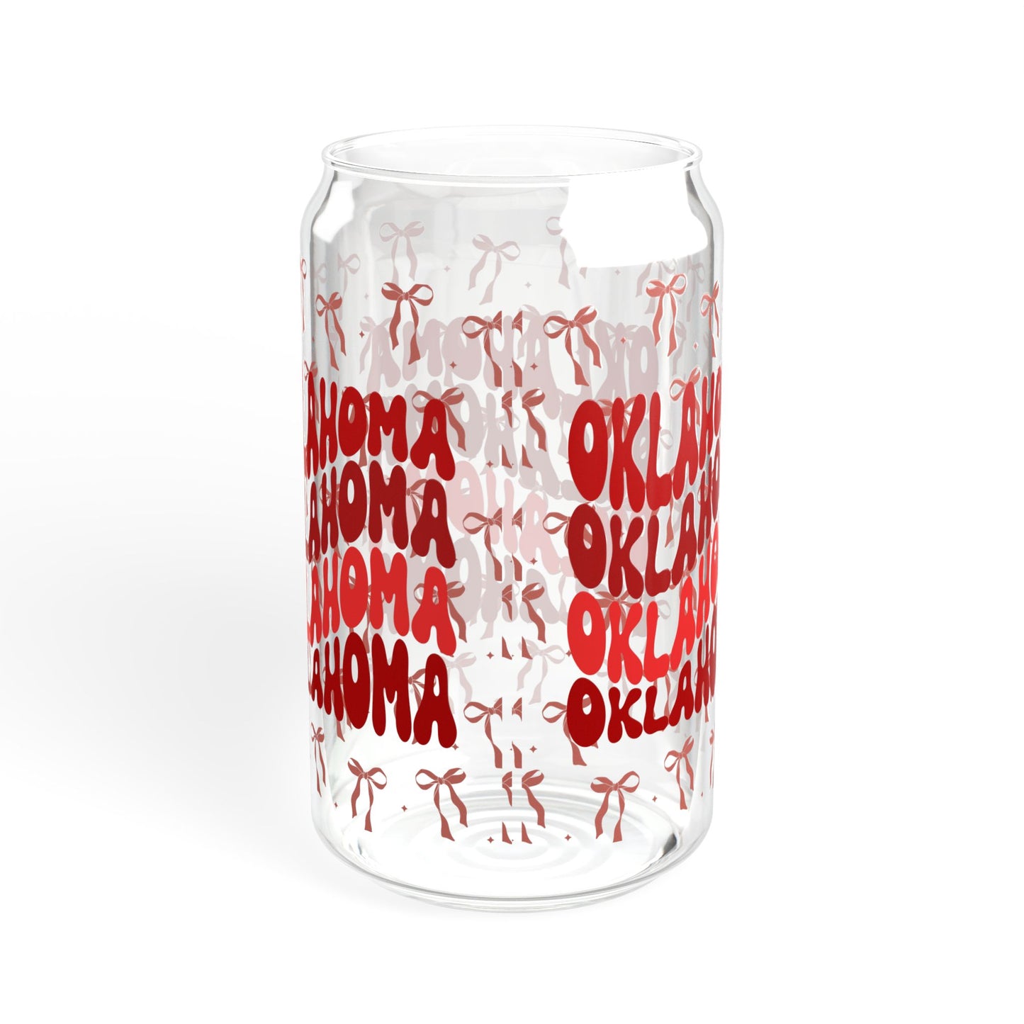 Coquette Bow Oklahoma Sipper Glass, 16oz - Fun Tropical Drinkware for Parties, Beach Days, Gifts, Home Decor, Eco-Friendly, OK boomer sooner, graduation gift
