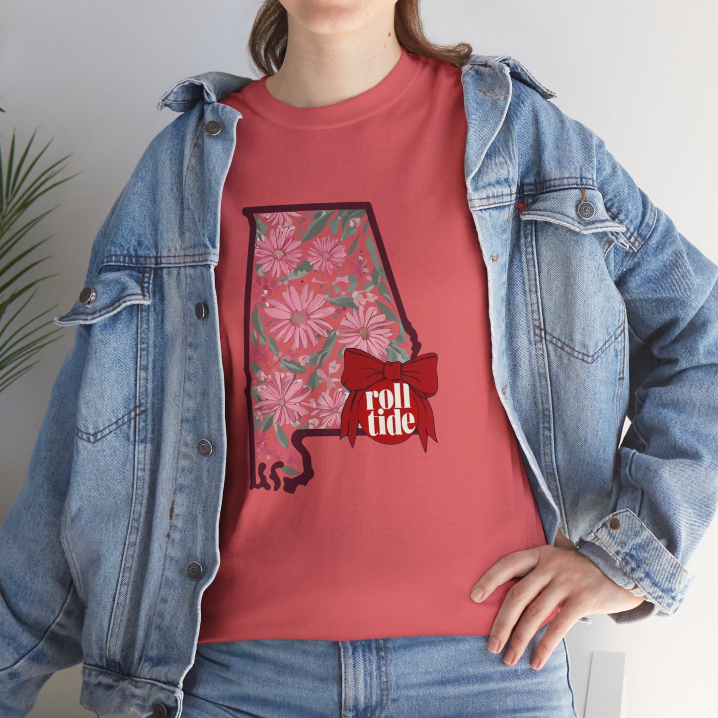 Floral Alabama Tee - Roll Tide Unisex Heavy Cotton T-Shirt, Casual Wear, Game Day Outfit, College Apparel, Southern Pride
