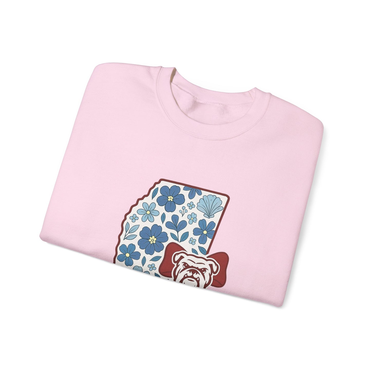 Mississippi Flower Bulldog Crewneck Sweatshirt, Cozy Sweatshirt for Fall, Gift for Dog Lovers, College Apparel, Casual Fashion