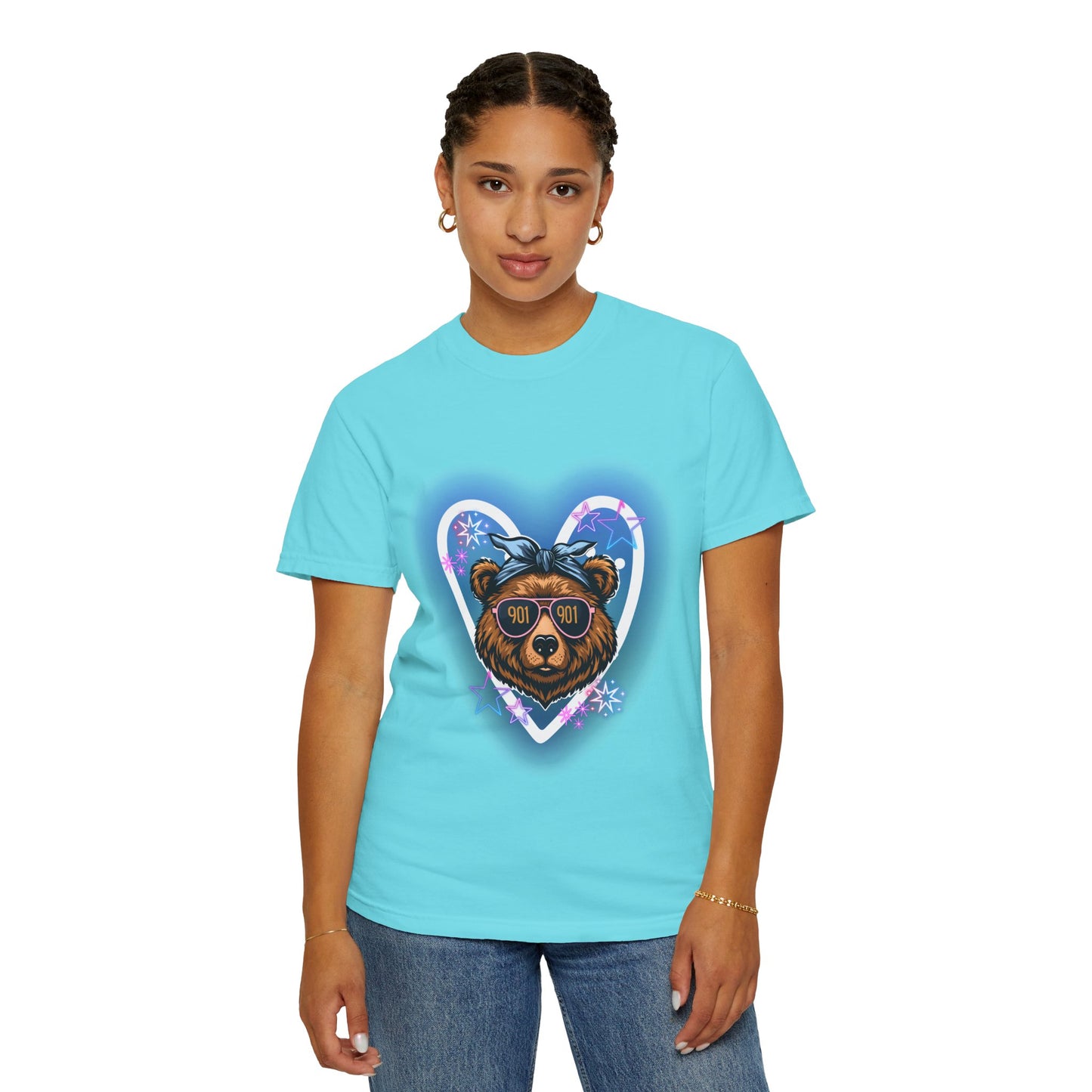 Neon Memphis Bear Graphic T-Shirt, Unisex Fashion Tee, Trendy Apparel, Memphis Grizz, 901 Memphis, Retro Design, Comfort Colors, Memphis Basketball Fan
