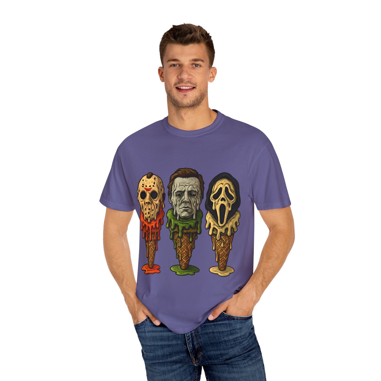Halloween Horror Movie T-Shirt with Iconic Characters, Unisex Casual Tee for Gifting, Summer Fun, Halloween Costume, Movie Lovers