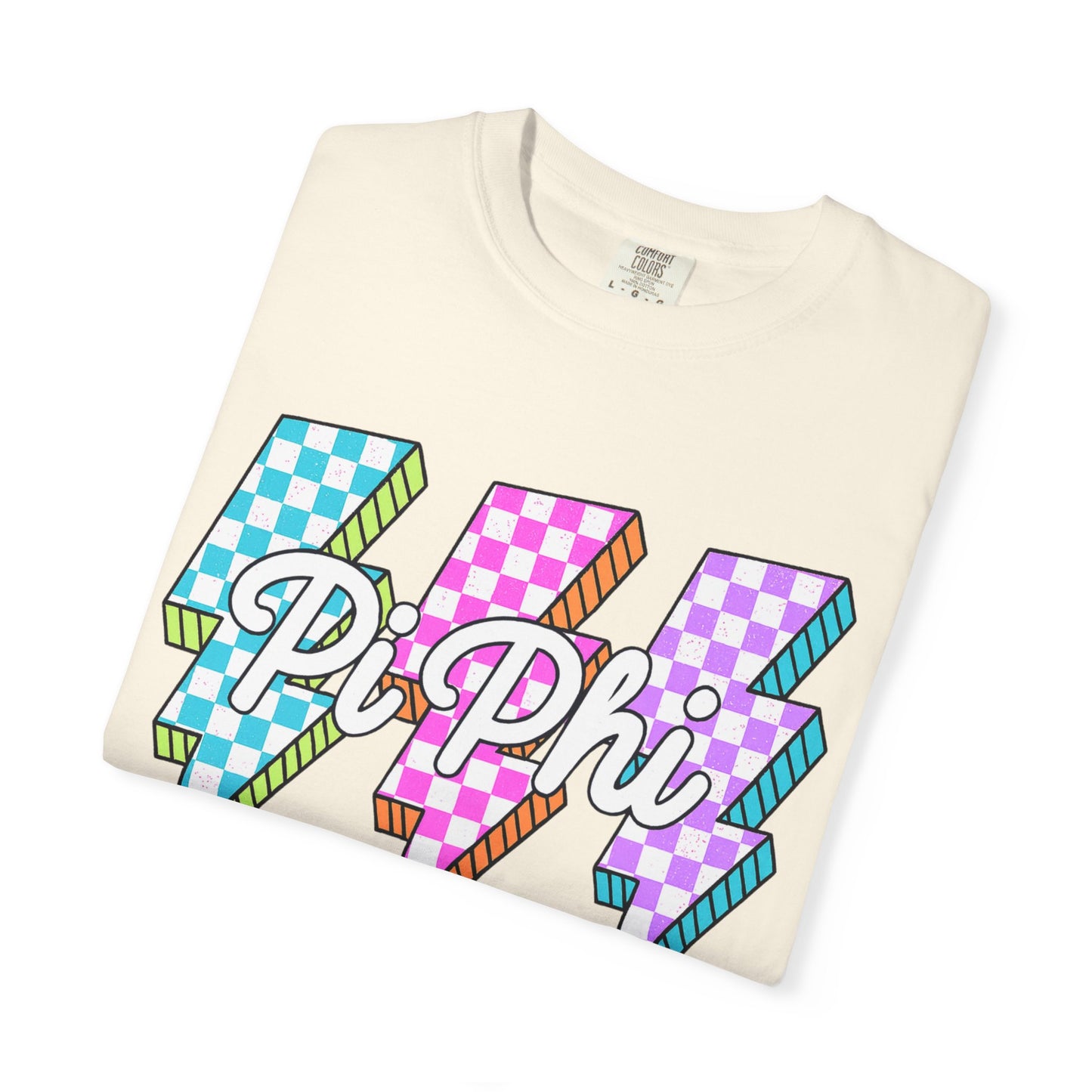 PB Phi Lightning Bolt Unisex T-shirt | Vibrant Greek Life Apparel, Unique Gift for Sorority Sisters, Casual Wear, Celebrating Sisterhood