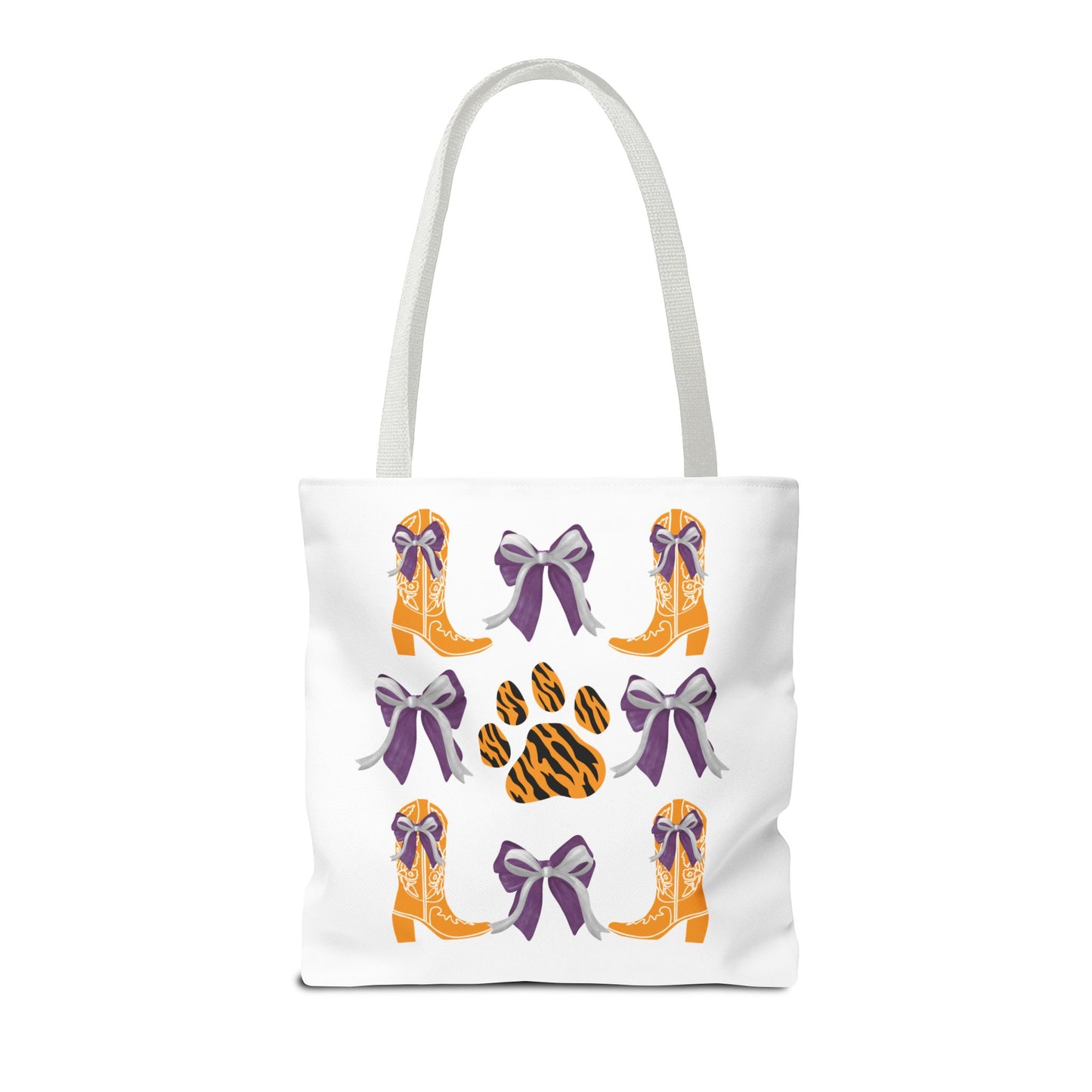 SC Clemson Coquette Bow Tiger Print Tote Bag, Go Tigers, SC Game Day, Clemson, SC, College Student Gift, Graduation Gift, SC Tigers Fan, Clemson Alumni