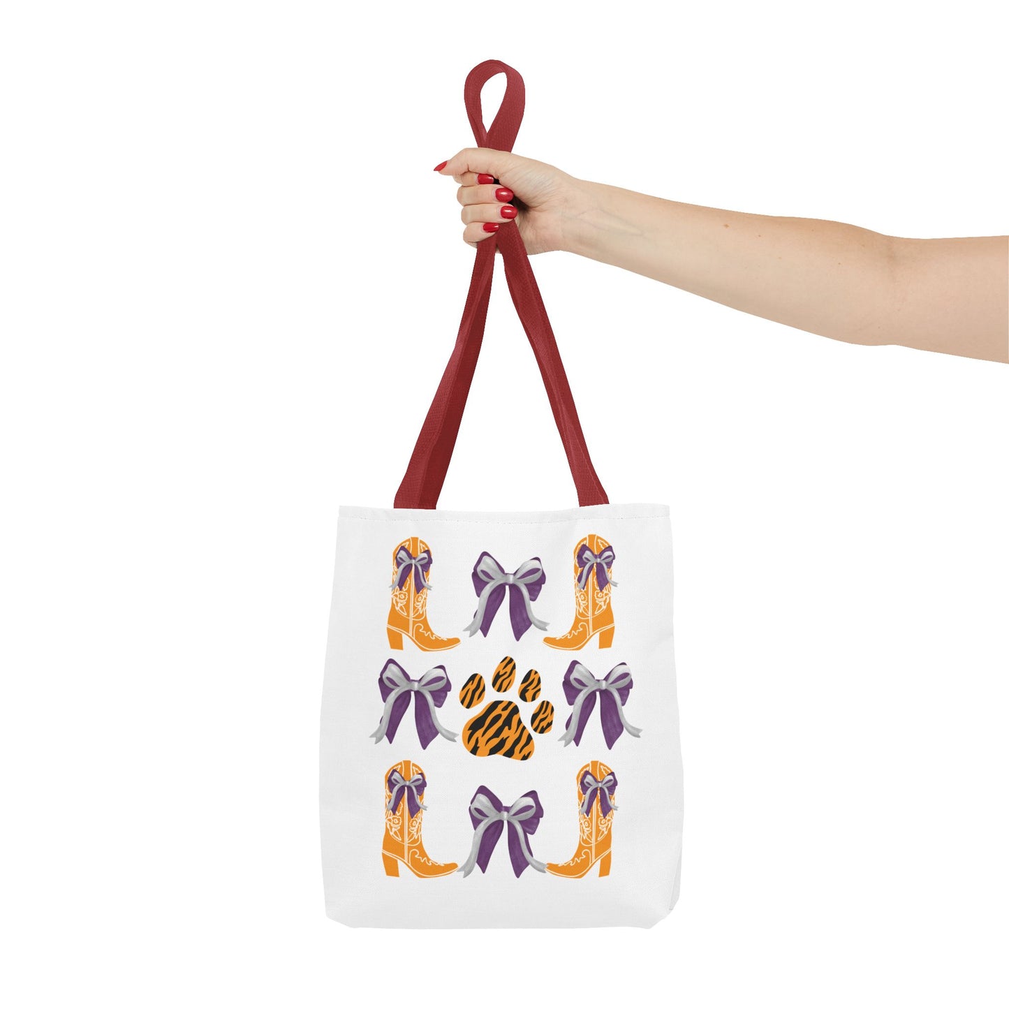 SC Clemson Coquette Bow Tiger Print Tote Bag, Go Tigers, SC Game Day, Clemson, SC, College Student Gift, Graduation Gift, SC Tigers Fan, Clemson Alumni
