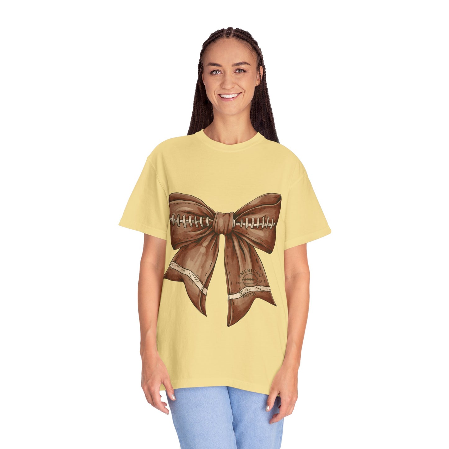 Football Bow T-Shirt: Unisex Casual Wear for Game Day Apparel