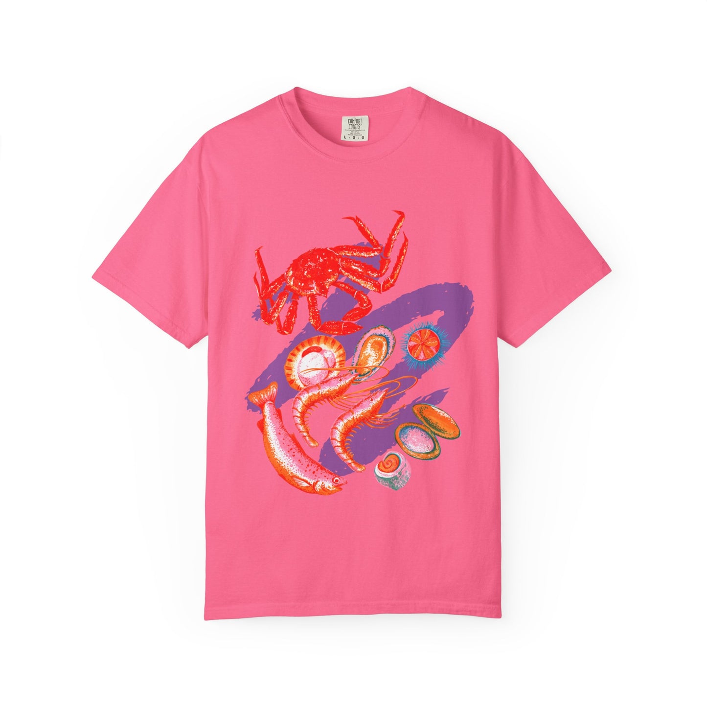 Comfort Colors Vibrant Seafood T-Shirt, French Coastal Tee, Distressed Shirt, Oversized Coquette Aesthetic, Nautical Style