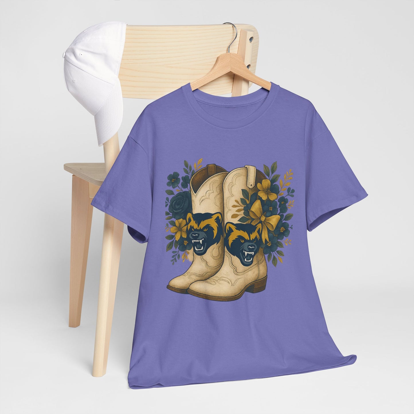 Graphic Tee - Michigan Wolverines Maize and Blue Country Chic Floral Cowboy Boots Vintage Style Shirt