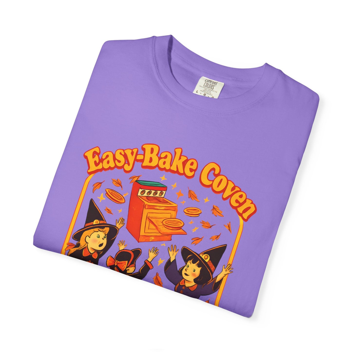 Halloween Witch T-Shirt, Unisex Garment-Dyed Shirt, Easy-Bake Coven Tee, Spooky Season Apparel, Cute Witch Design