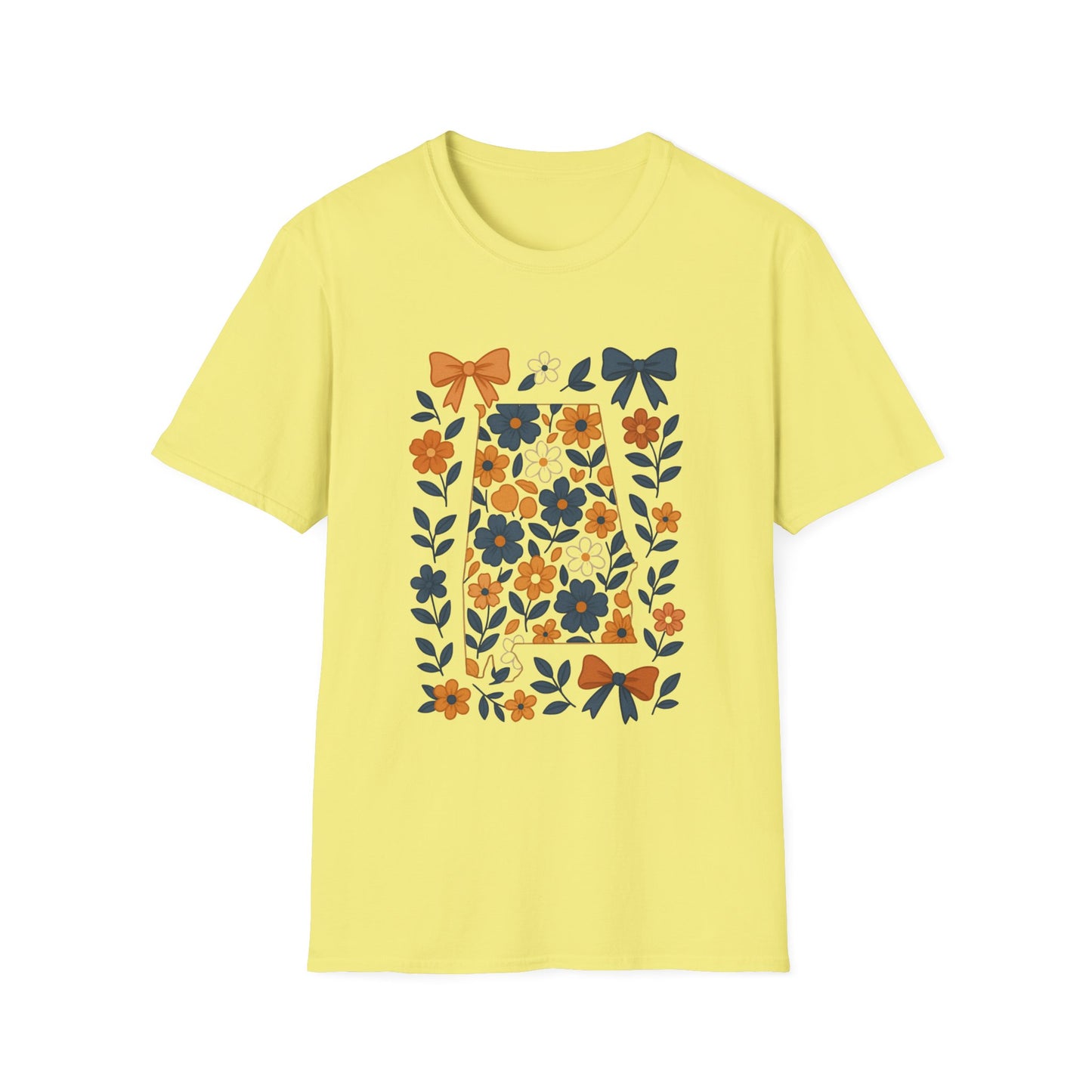 AU Floral Bow Graphic T-Shirt, Softstyle Tee, Botanical Print Shirt, Gift for Her, Casual Wear, Summer Fashion, Vintage Aesthetic