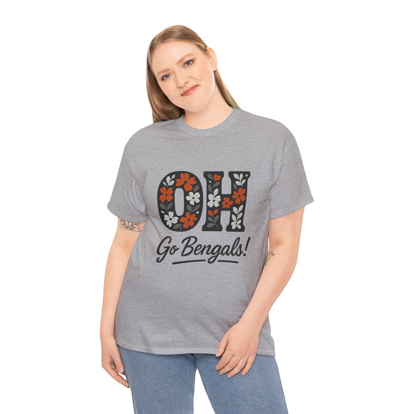 Bengals Floral Tee - Unisex Heavy Cotton