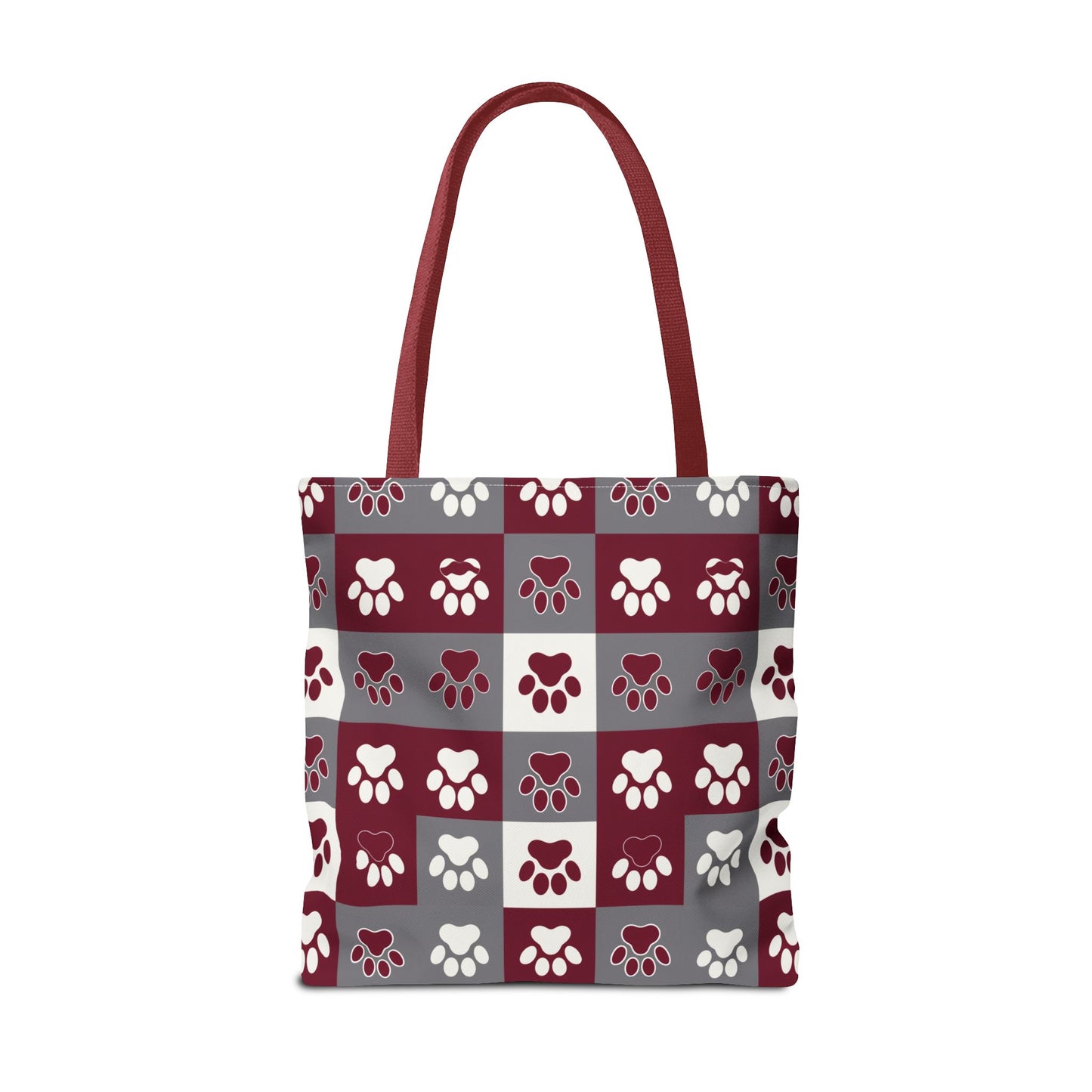 MS Bulldog Tote Bag - AOP, Paw Print Design, Reusable Shopping Bag, Mississippi Bulldog Fan, Animal Lover Accessory