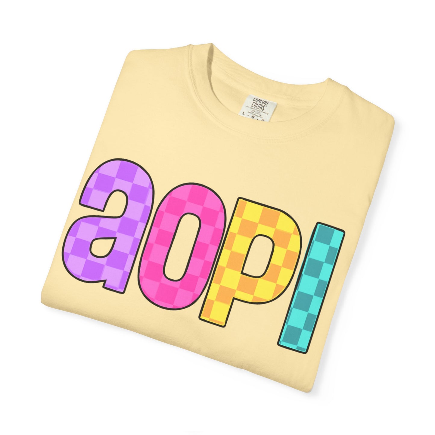 Colorful Graphic Tee - Trendy Unisex Garment-Dyed T-shirt for Casual Summer Wear and AOPI Spirit Gift