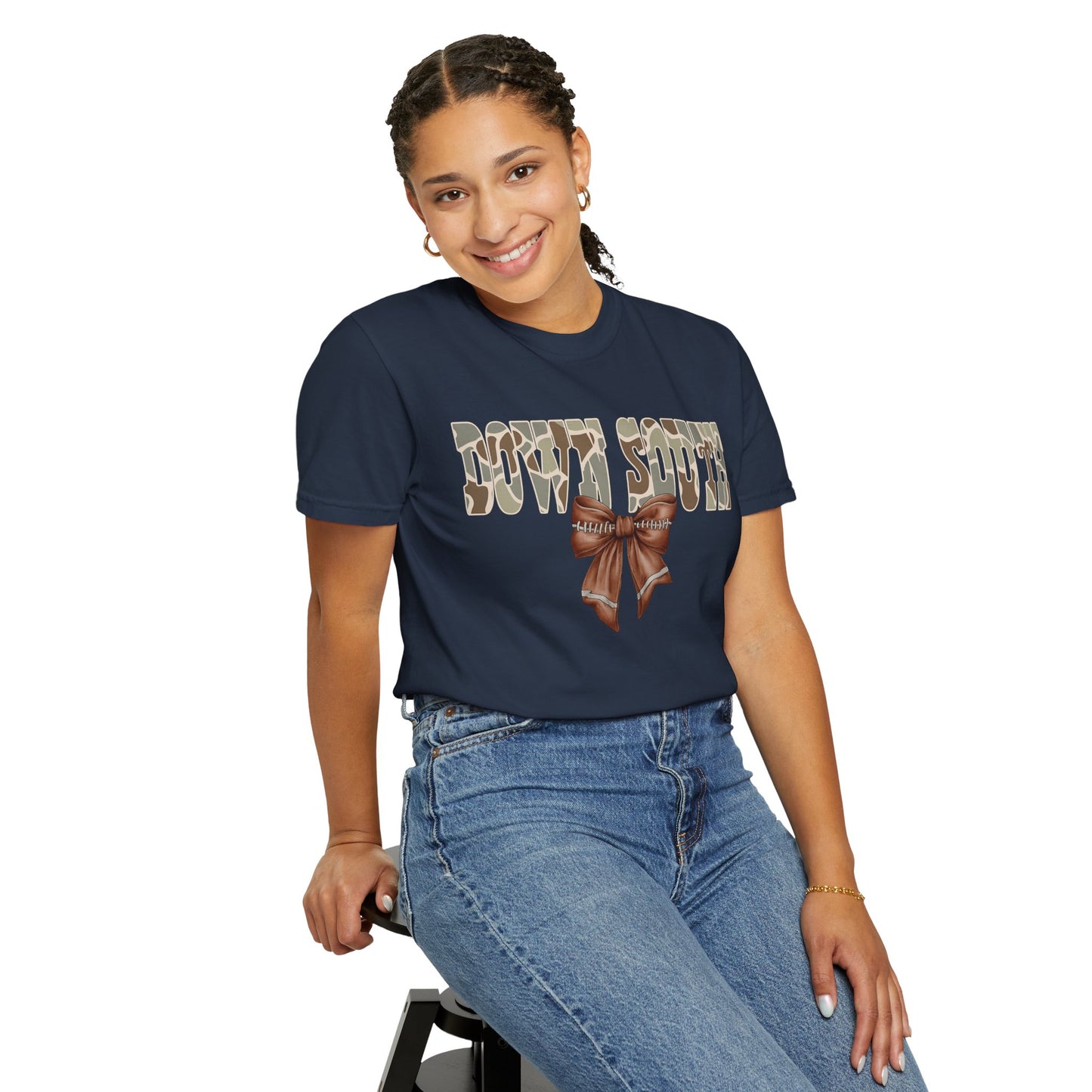 Camo Bow Graphic Tee - Trendy Apparel for Casual Outings and Birthdays