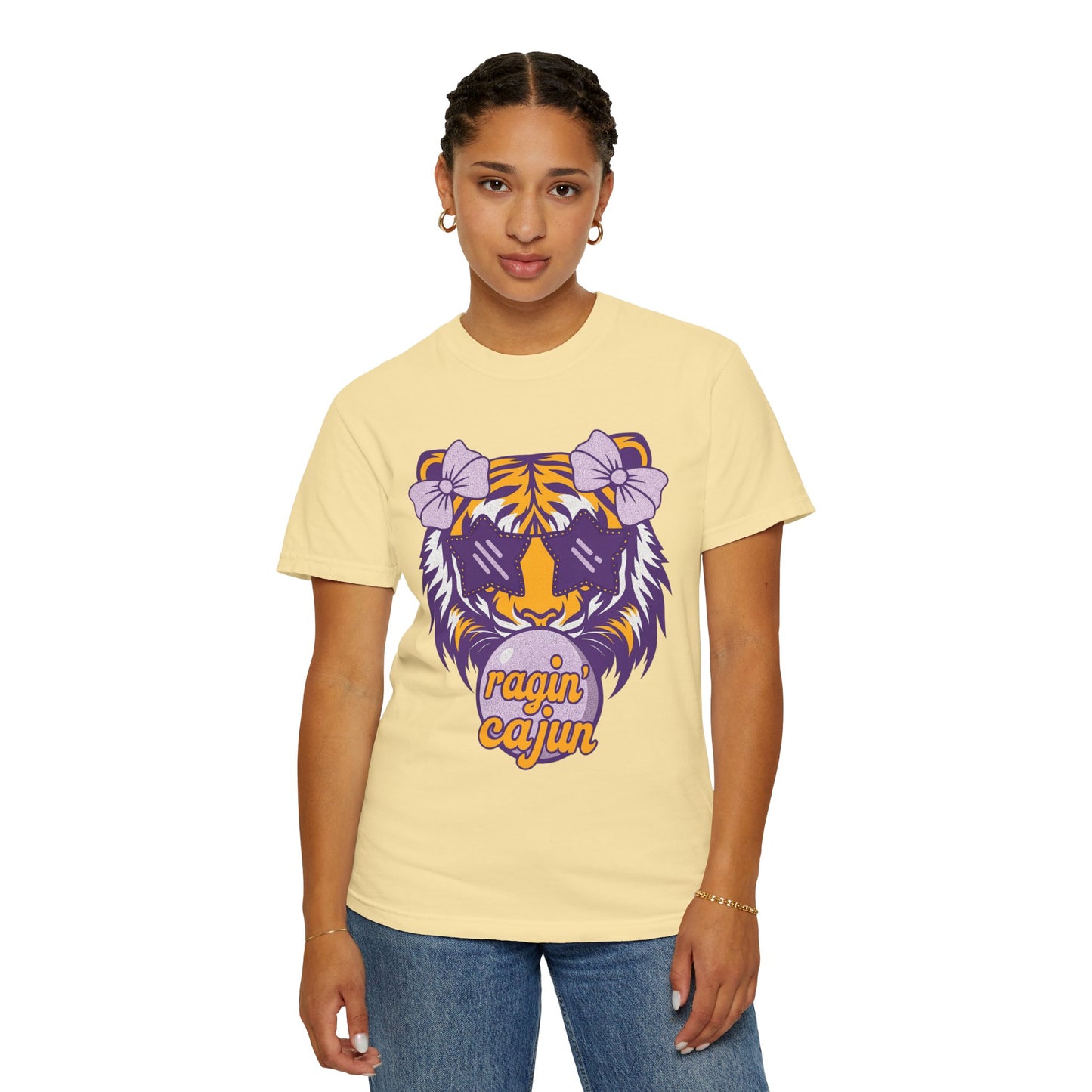 Ragin Cajun Bow Bubble Tiger T-Shirt - Casual Wear and Gift for Animal Lovers