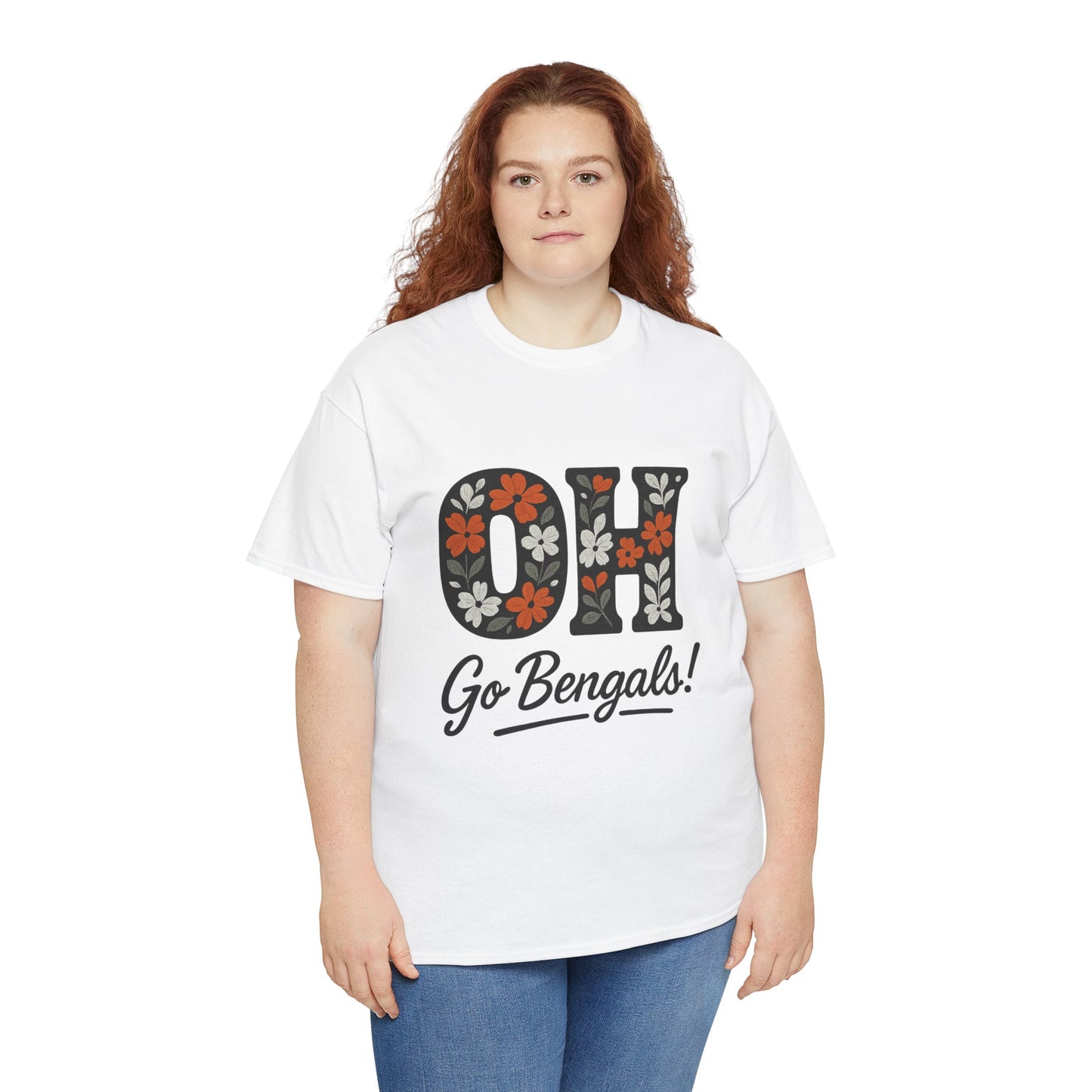 Bengals Floral Tee - Unisex Heavy Cotton