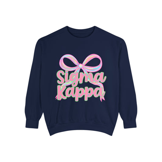 SigmaKappa Garment-Dyed Sweatshirt, Sorority Sweatshirt, College Apparel, Gift for Sorority Sisters, Cute Casual Wear