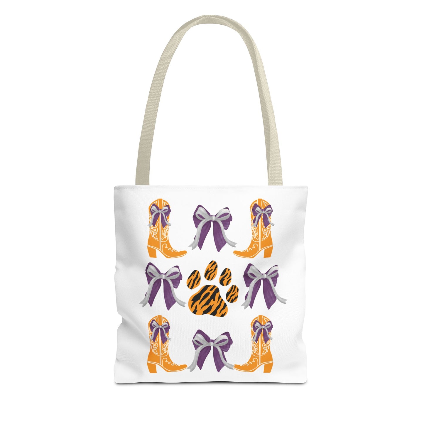 SC Clemson Coquette Bow Tiger Print Tote Bag, Go Tigers, SC Game Day, Clemson, SC, College Student Gift, Graduation Gift, SC Tigers Fan, Clemson Alumni