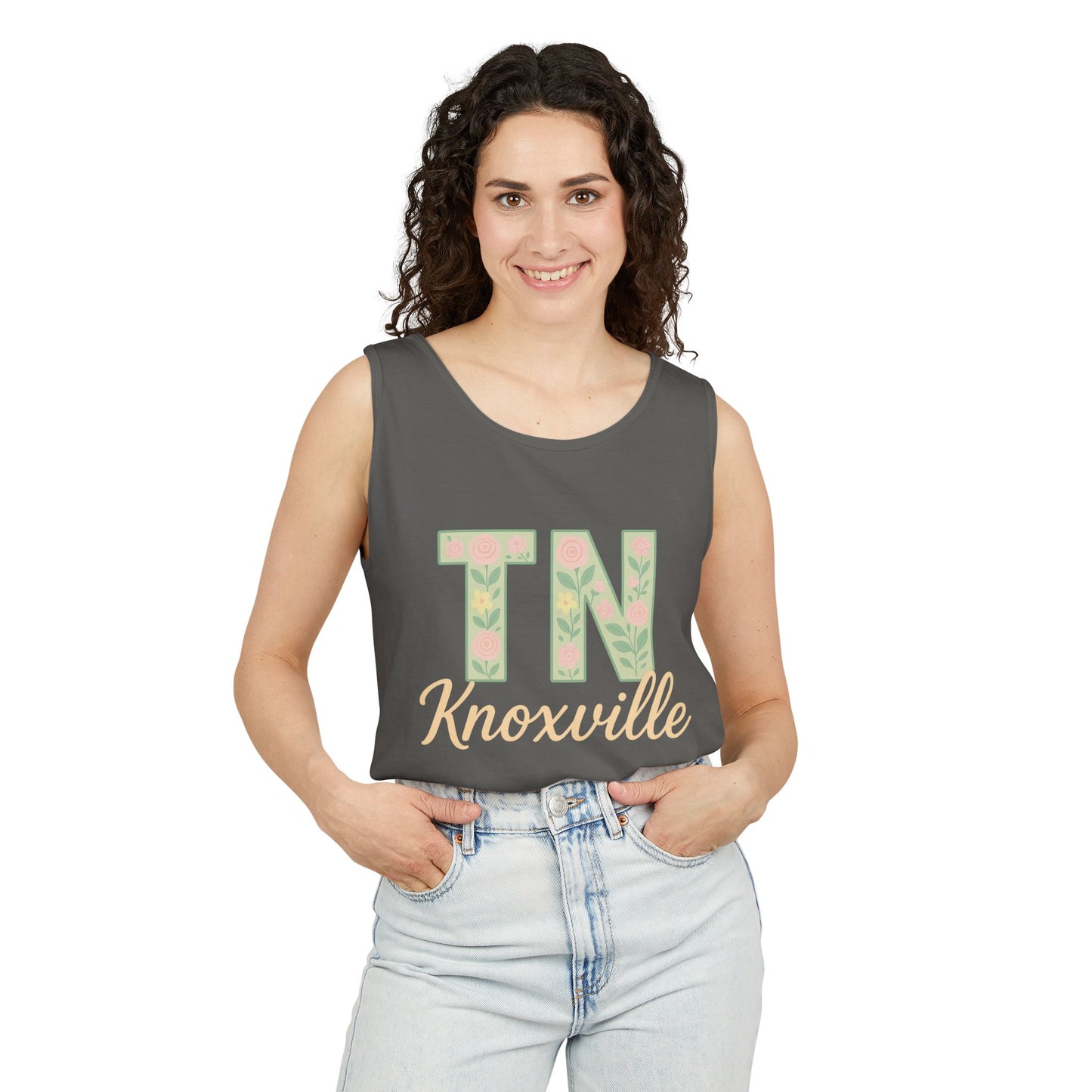 Tennessee Floral Tank Top, Unisex Sleeveless Shirt, Summer Tee, Casual Wear, Gift for Her, Comfort Colors, Graduation Gift, Rocky Top