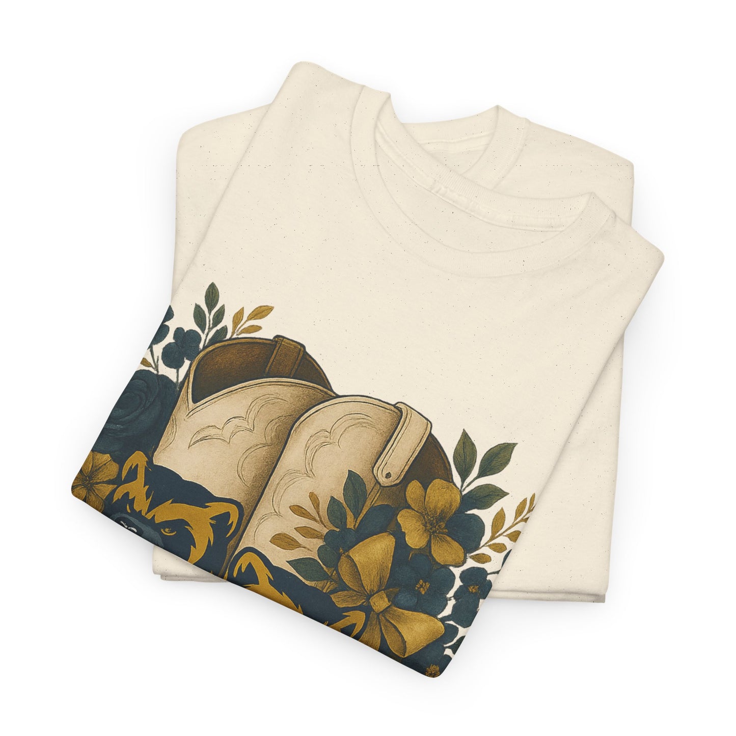 Graphic Tee - Michigan Wolverines Maize and Blue Country Chic Floral Cowboy Boots Vintage Style Shirt