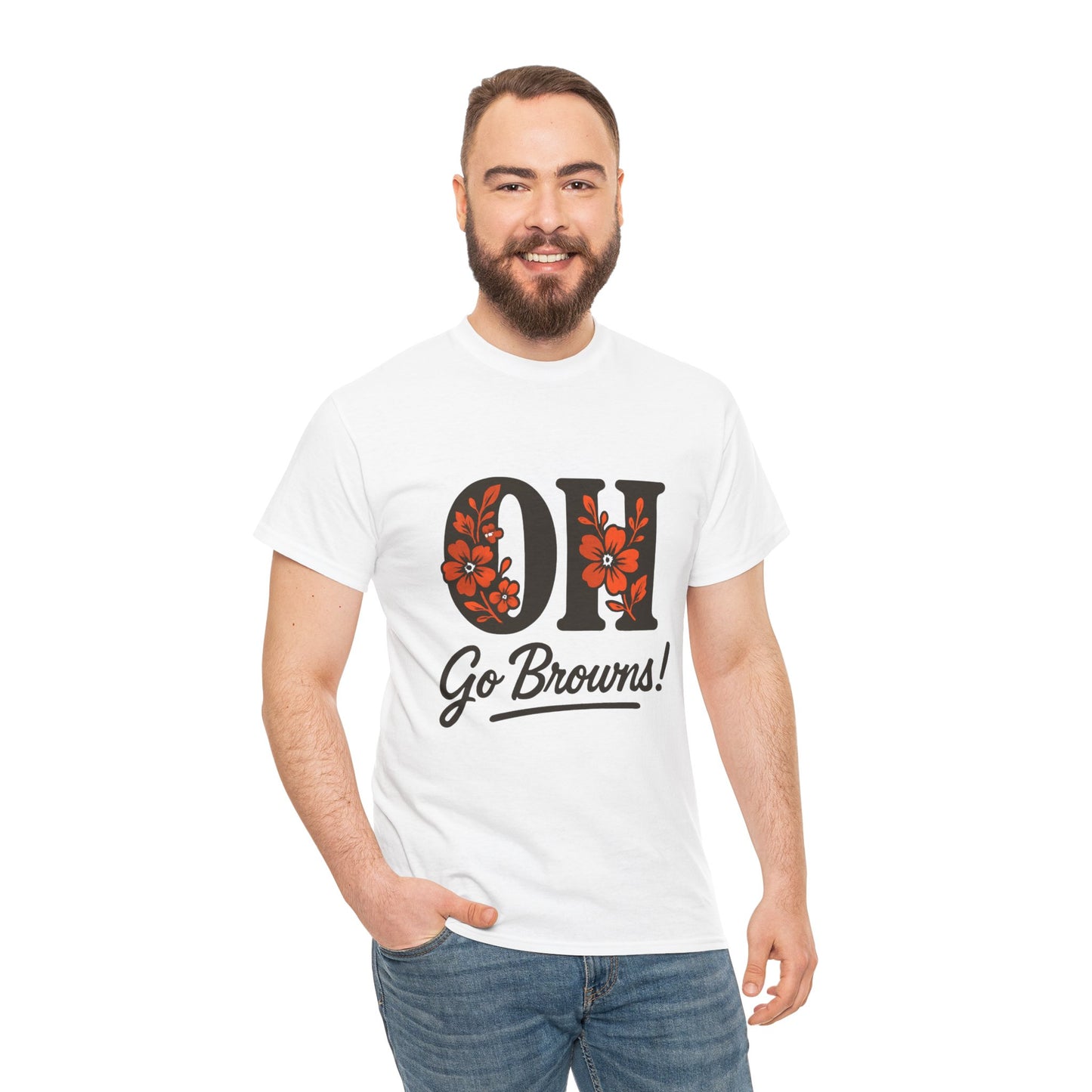 OH Go Browns Floral Unisex Tee, Fan Apparel, Game Day Shirt, Casual Wear, Gift for Sports Lovers