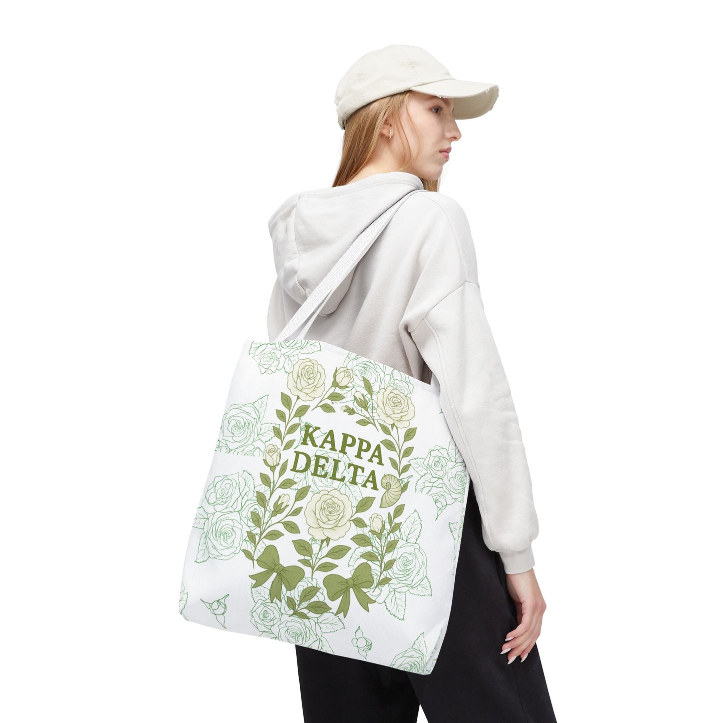 Elegant Kappa Delta Tote Bag, Floral AOP Design, Sorority Bag, Gift for Sisters, Eco-Friendly Shopping Bag
