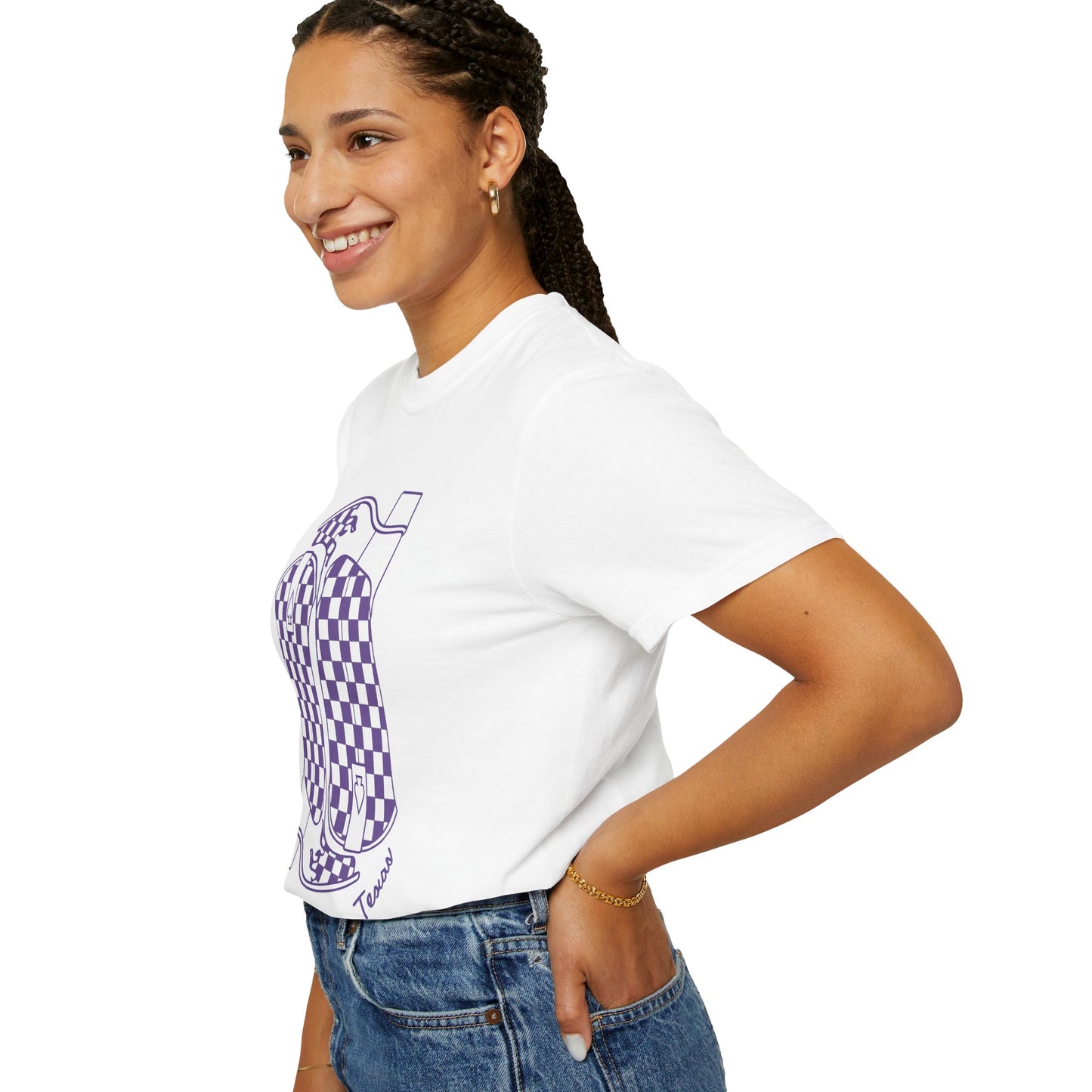 Vintage Checkered T-shirt - Retro Graphic Tee for Texas Game Day