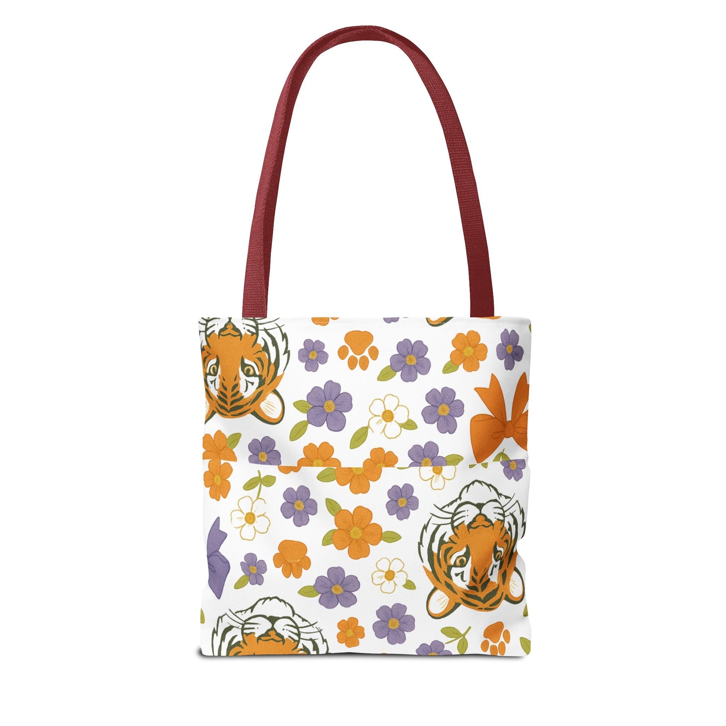 Whimsical Tiger Floral Tote Bag - Clemson Fan Gift, Graduation Gift, Alumni Gift, Cute Eco-Friendly Shopping Bag, Beach Bag, Gift for Animal Lovers, Spring & Summer Accessory