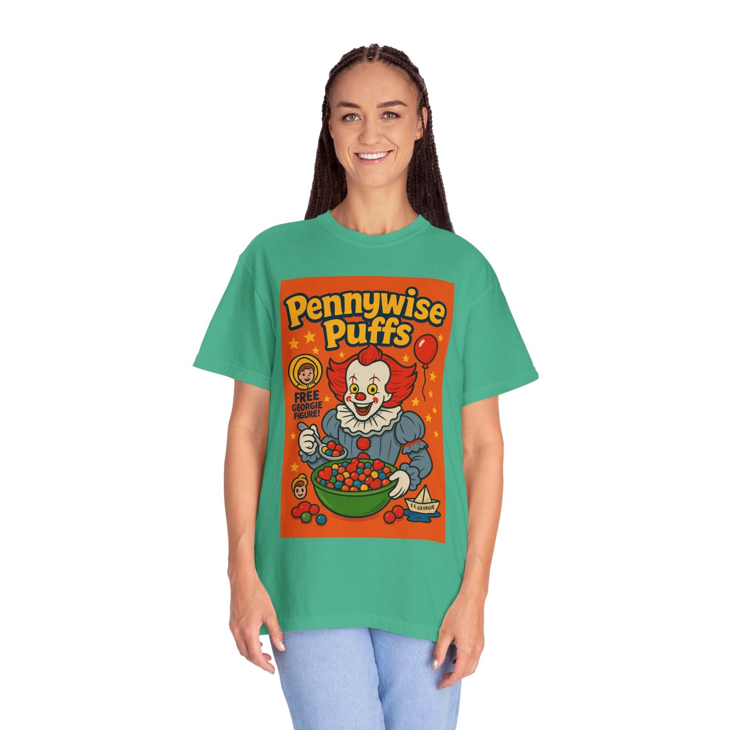 Pennywise Puffs T-Shirt | Unisex Graphic Tee for Horror Fans, Perfect for Halloween, Movie Nights, Gifts, Cosplay