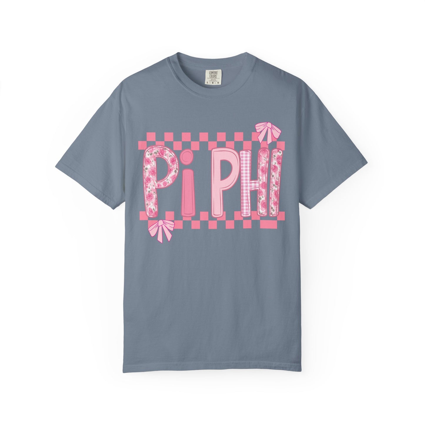 Cute Garment-Dyed T-Shirt for Sorority Sisters, Pi -Checked Style, Perfect for Casual Outings, Sorority Events, Gifts