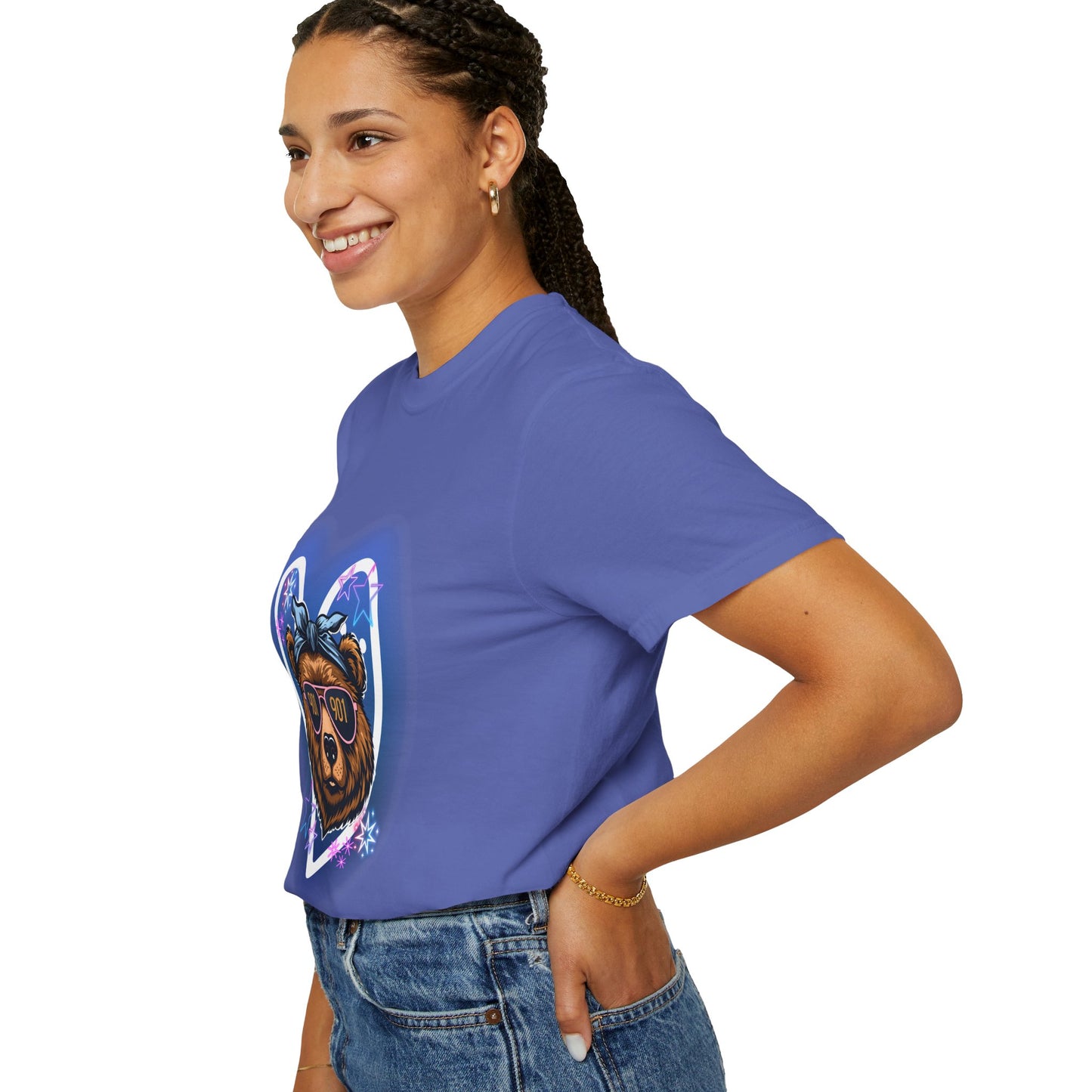 Neon Memphis Bear Graphic T-Shirt, Unisex Fashion Tee, Trendy Apparel, Memphis Grizz, 901 Memphis, Retro Design, Comfort Colors, Memphis Basketball Fan
