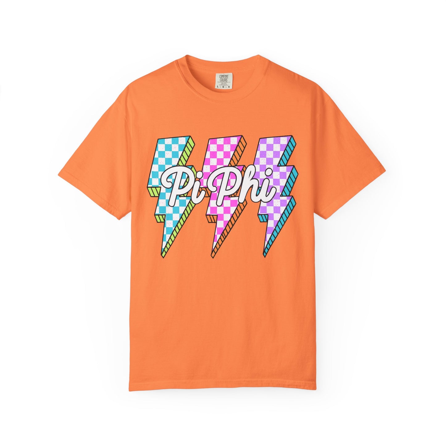 PB Phi Lightning Bolt Unisex T-shirt | Vibrant Greek Life Apparel, Unique Gift for Sorority Sisters, Casual Wear, Celebrating Sisterhood