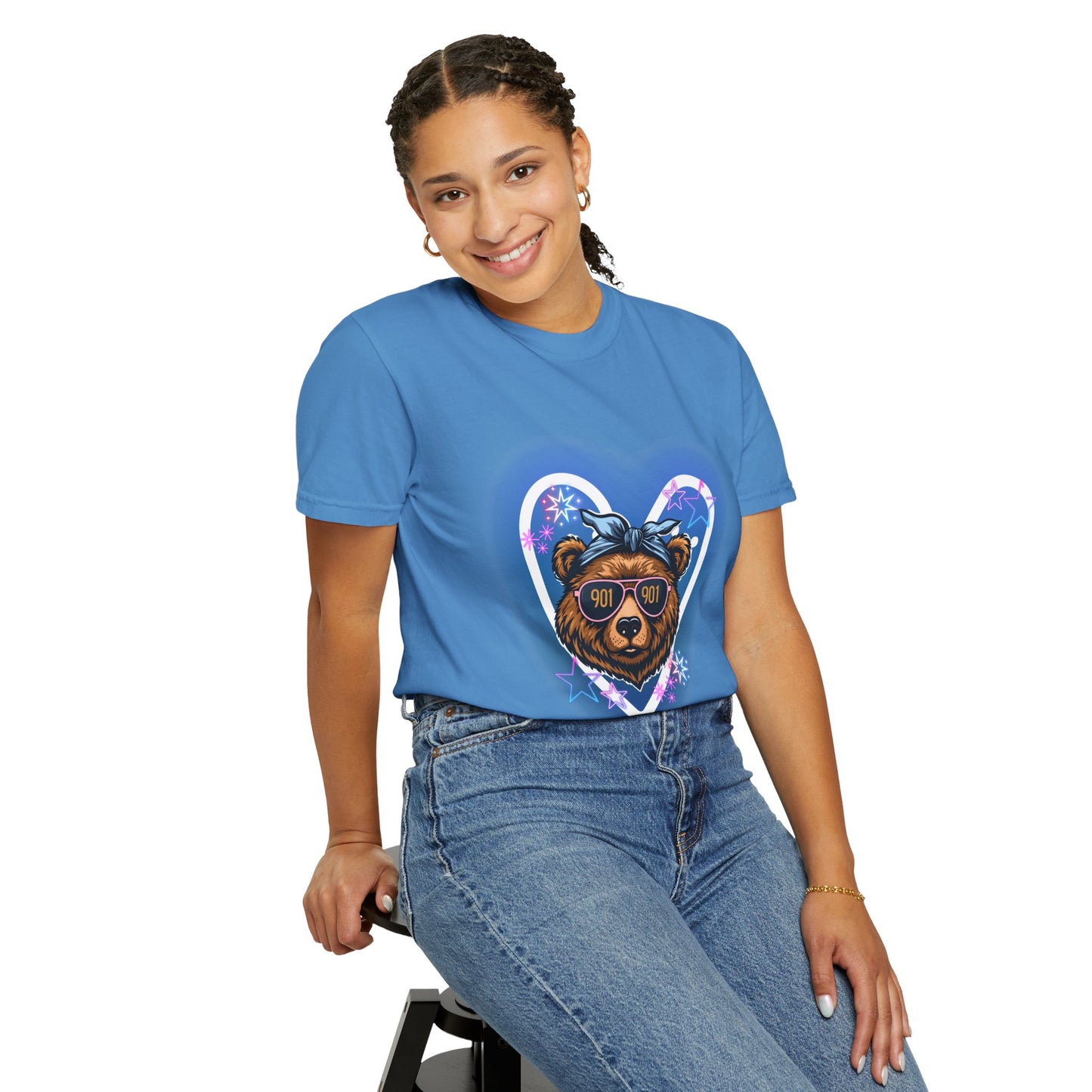 Neon Memphis Bear Graphic T-Shirt, Unisex Fashion Tee, Trendy Apparel, Memphis Grizz, 901 Memphis, Retro Design, Comfort Colors, Memphis Basketball Fan